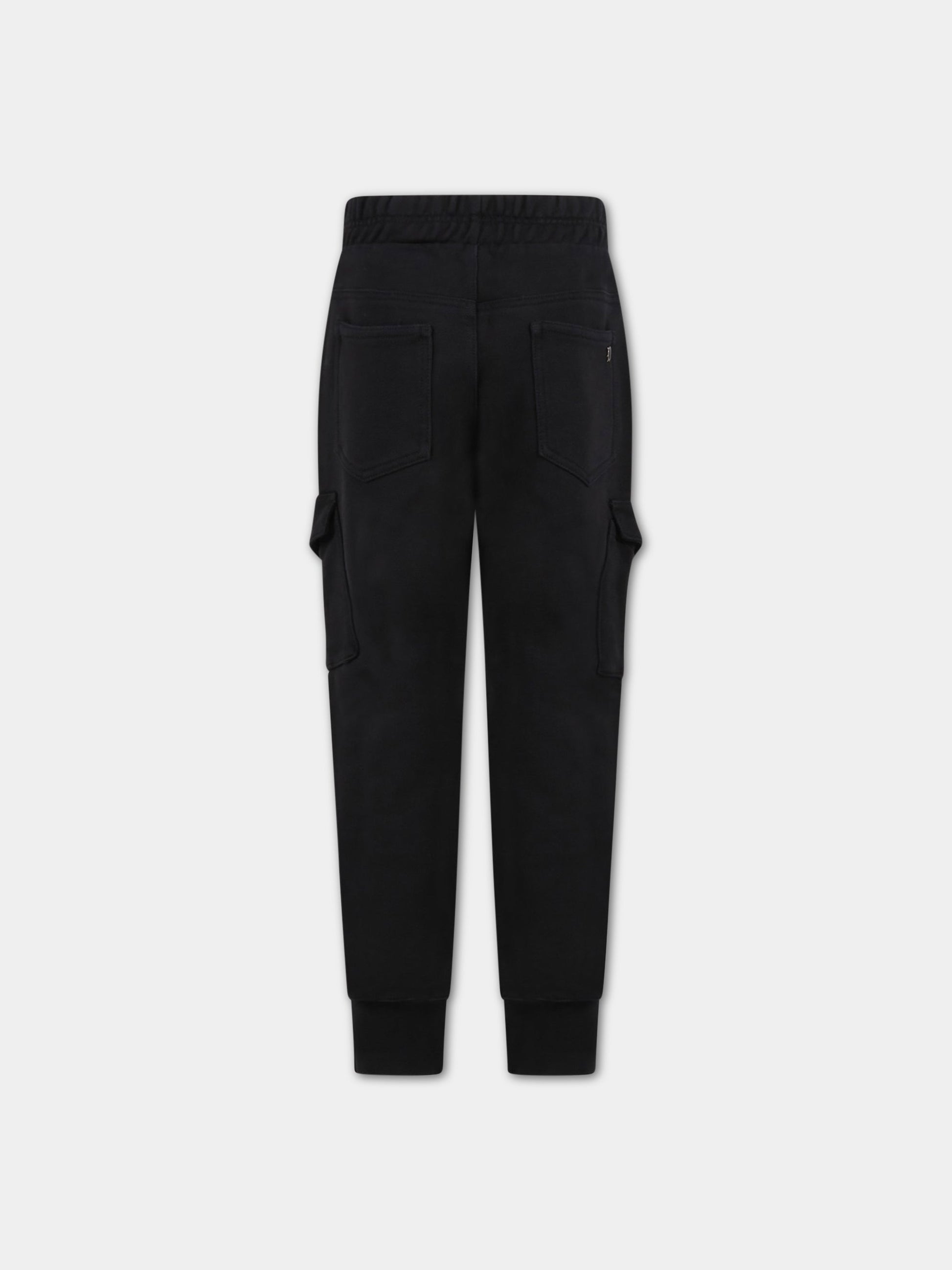 Pantaloni neri da tuta per bambino con patch logato,Dondup Kids,DMPA218 KD001 N00