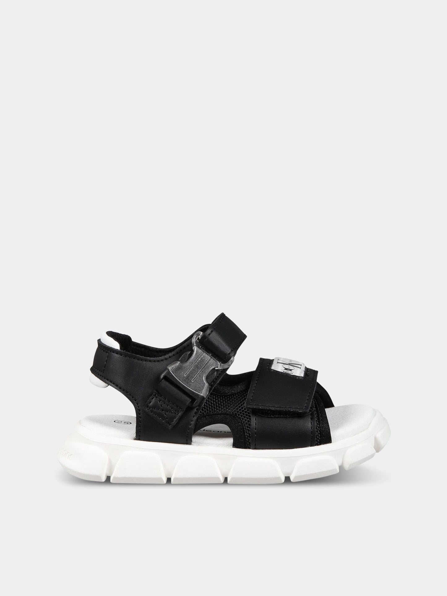 Sandalo nero per bambina con logo,Calvin Klein Kids,V1B2 80609 0211999