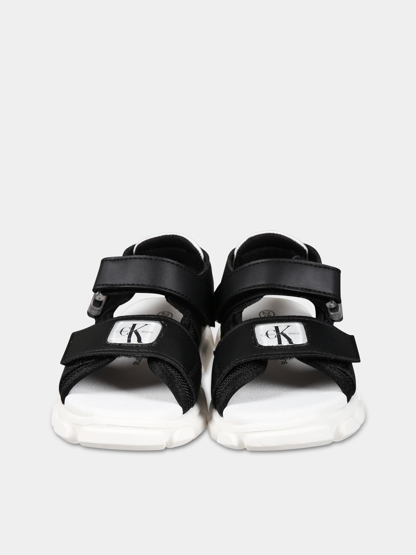 Sandalo nero per bambina con logo,Calvin Klein Kids,V1B2 80609 0211999