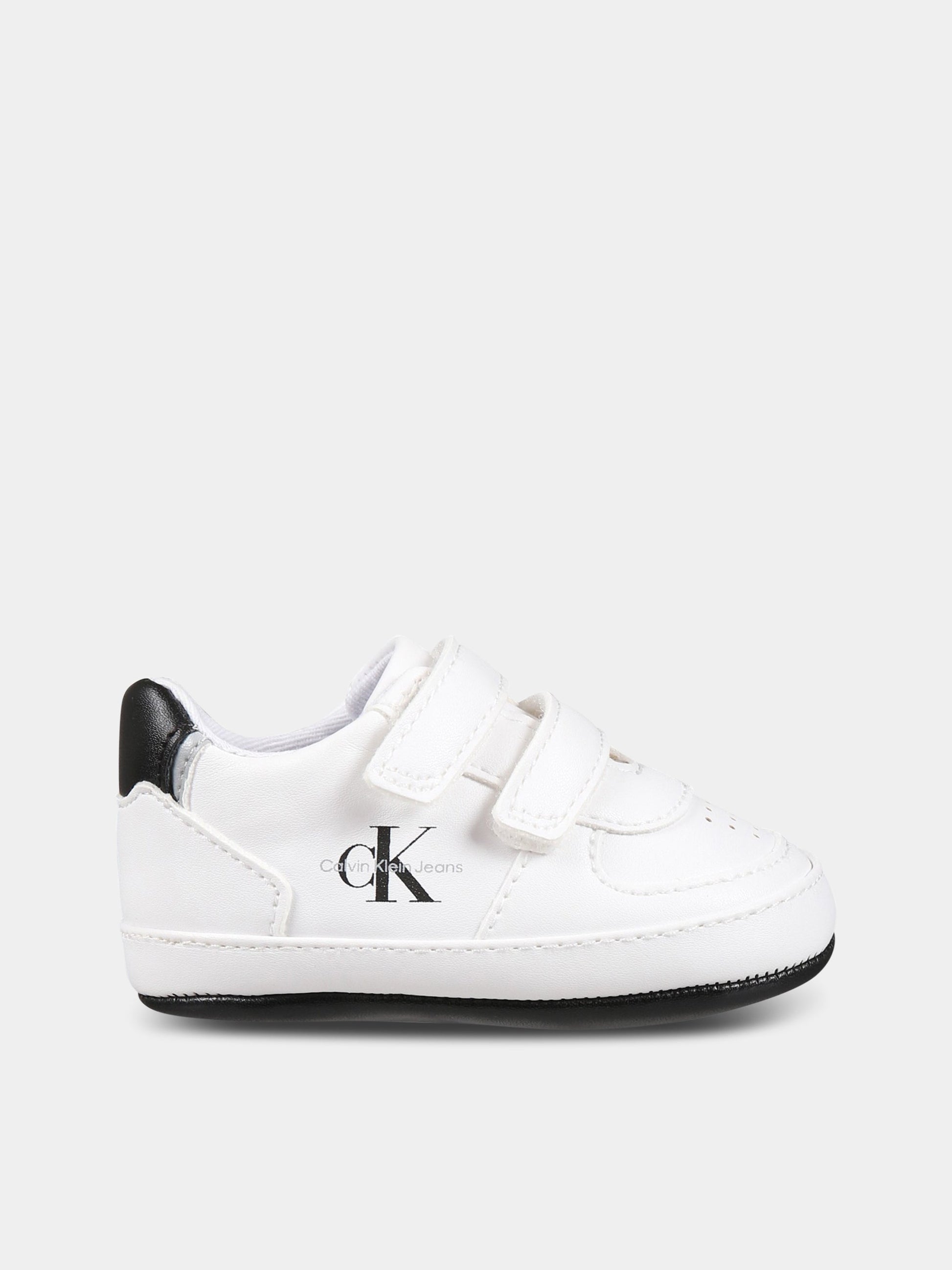 Sneakers bianche per neonati con logo,Calvin Klein Kids,V0B4 80540 1582X002