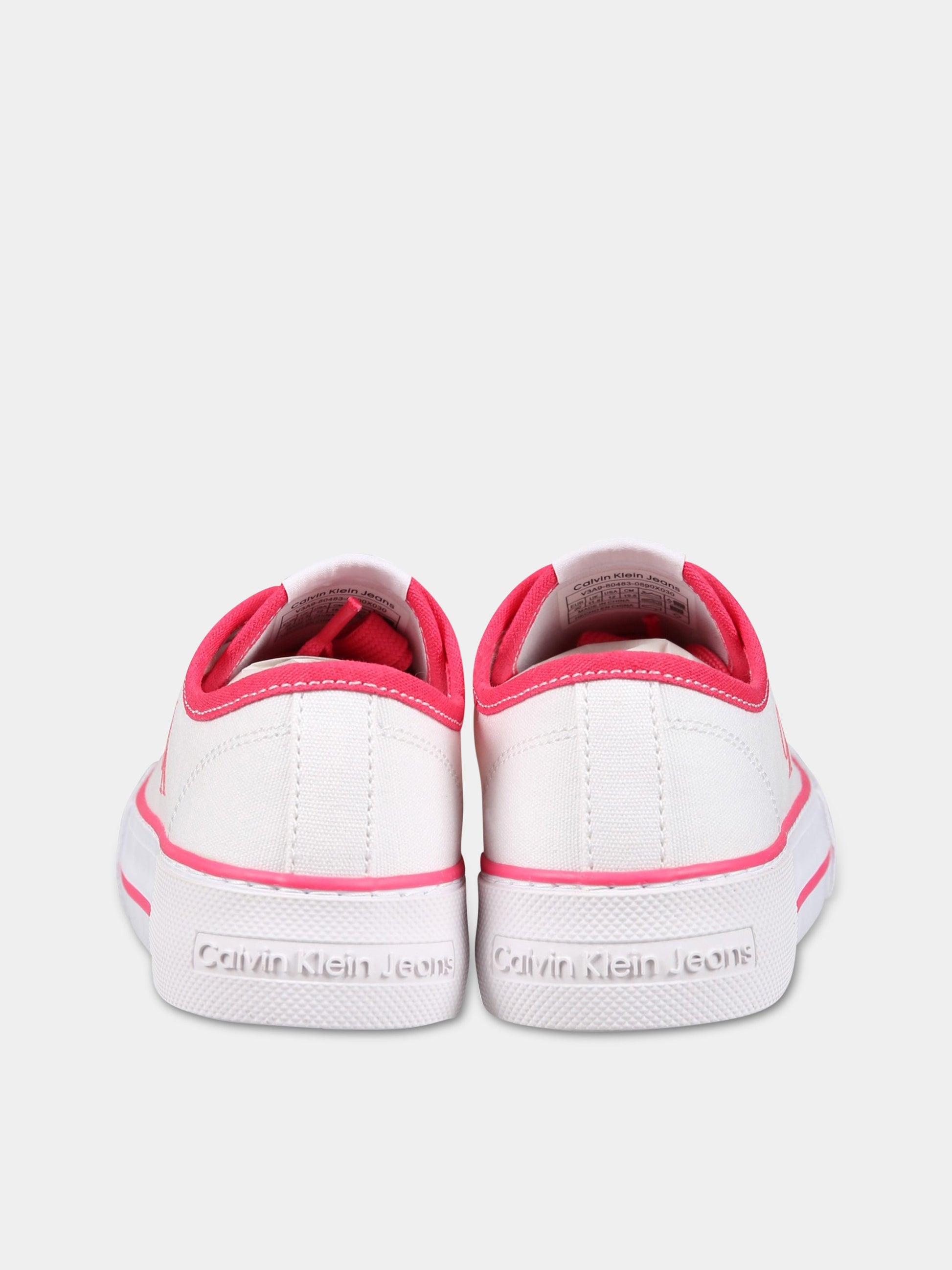 Sneakers bianche per bambina con logo,Calvin Klein Kids,V3A9 80483 0890X030