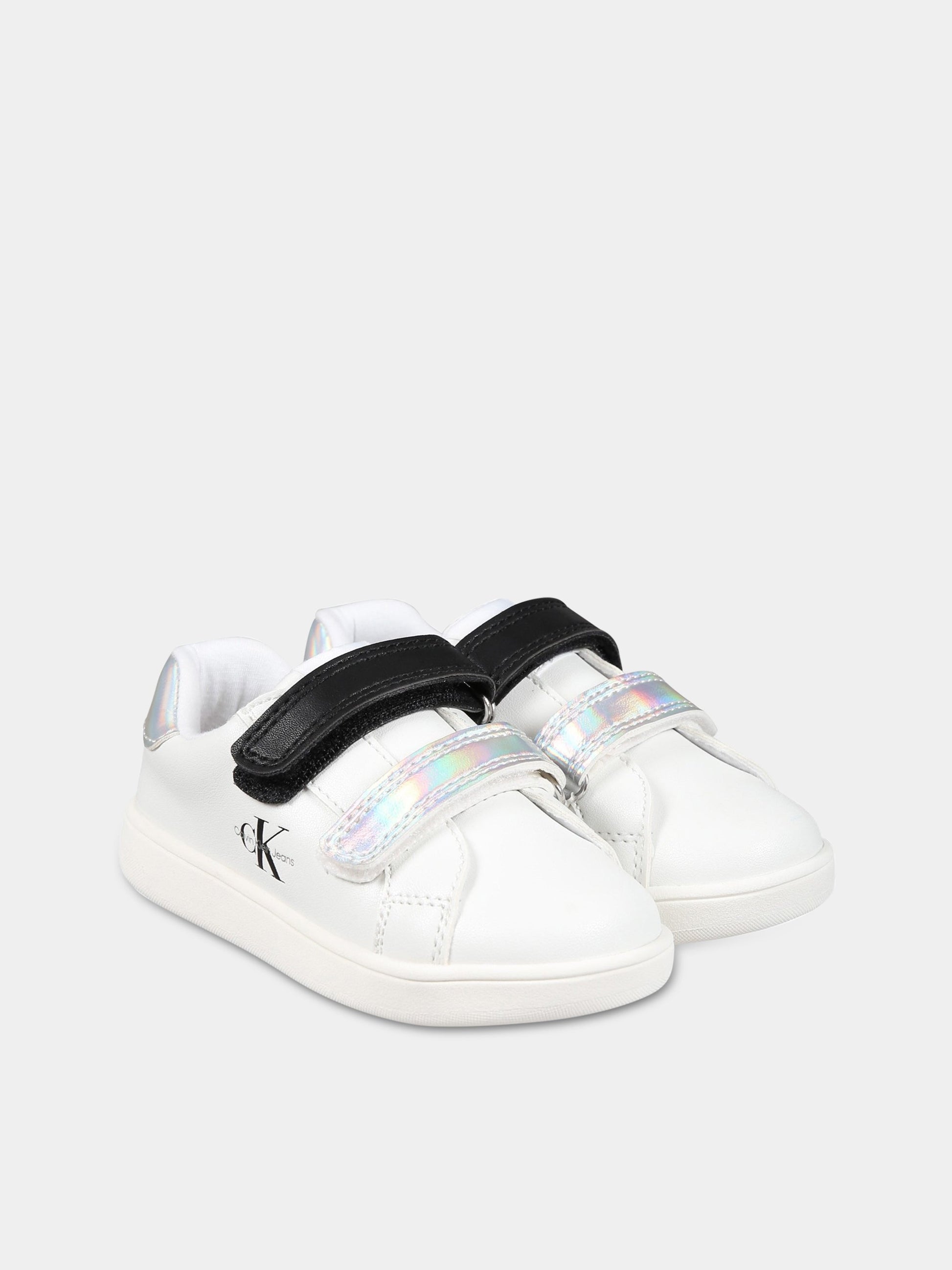 Sneakers bianche per bambina con logo,Calvin Klein Kids,V1A9 80467 1355Y220