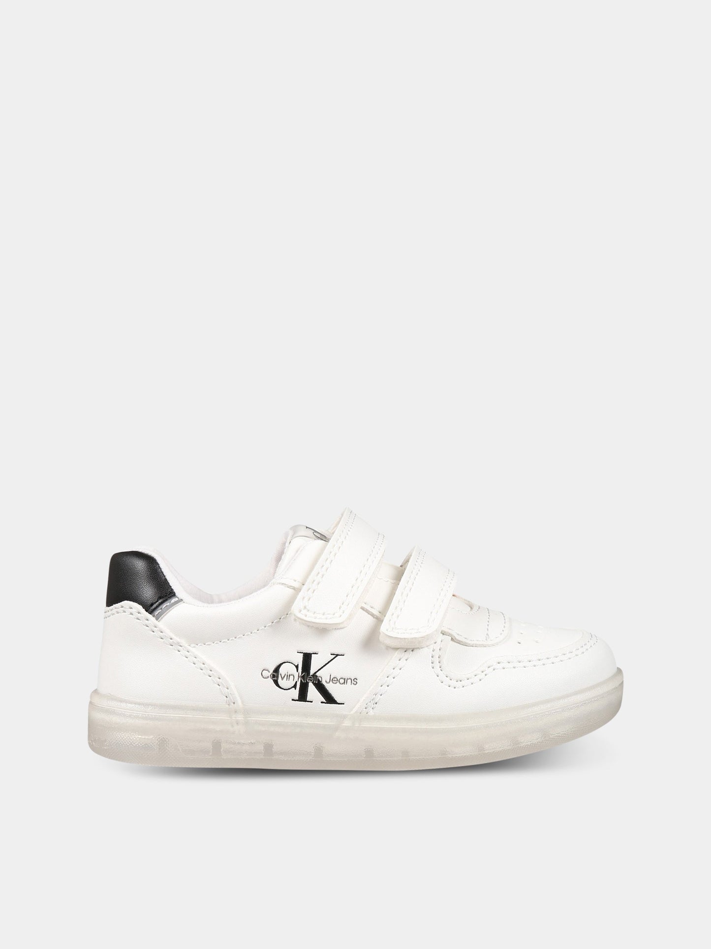 Sneakers bianche per bambini con logo,Calvin Klein Kids,V1X9 80546 1355100