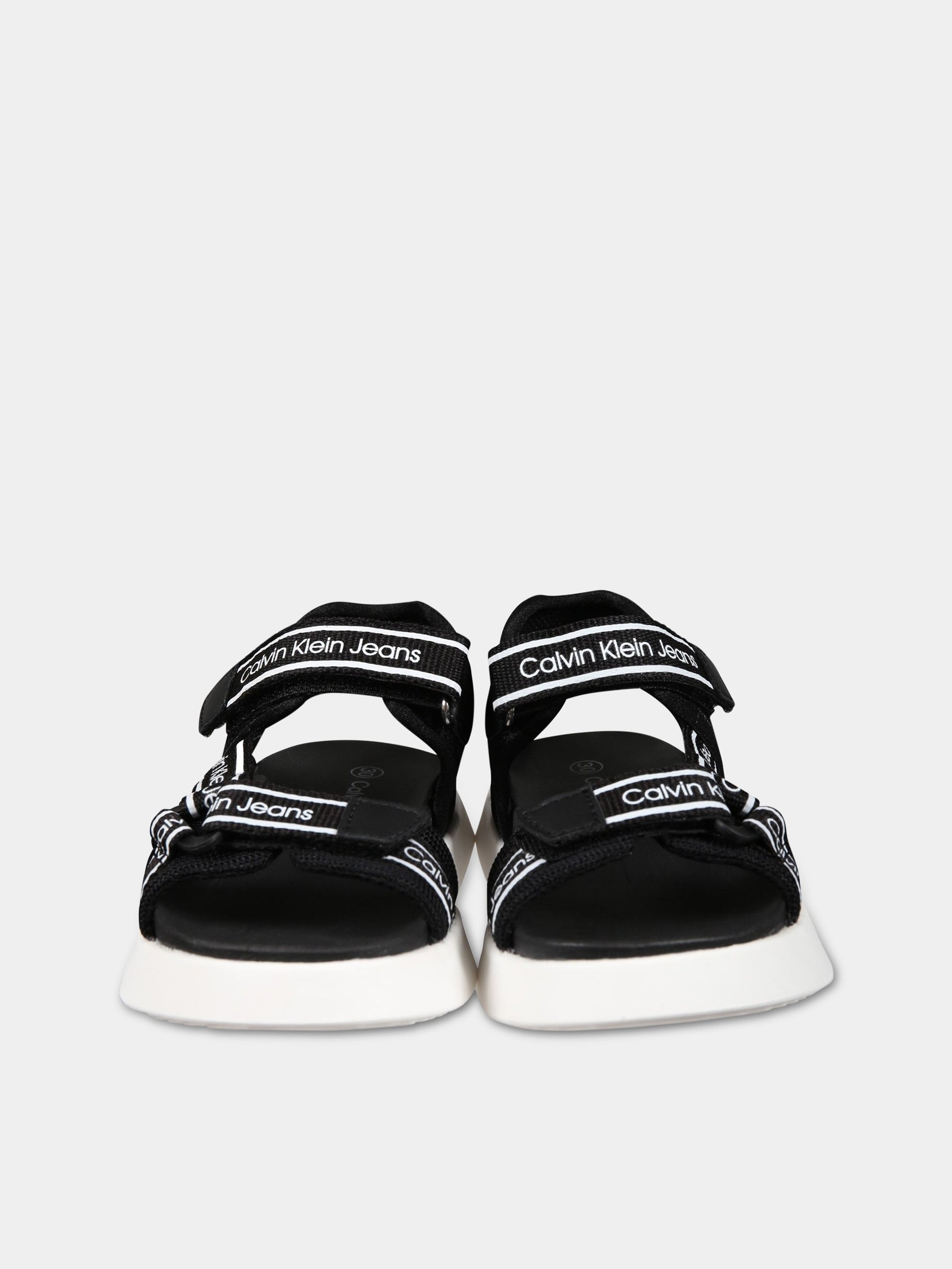 Sandali neri per bambina con logo,Calvin Klein Kids,V3B2 80619 0034999