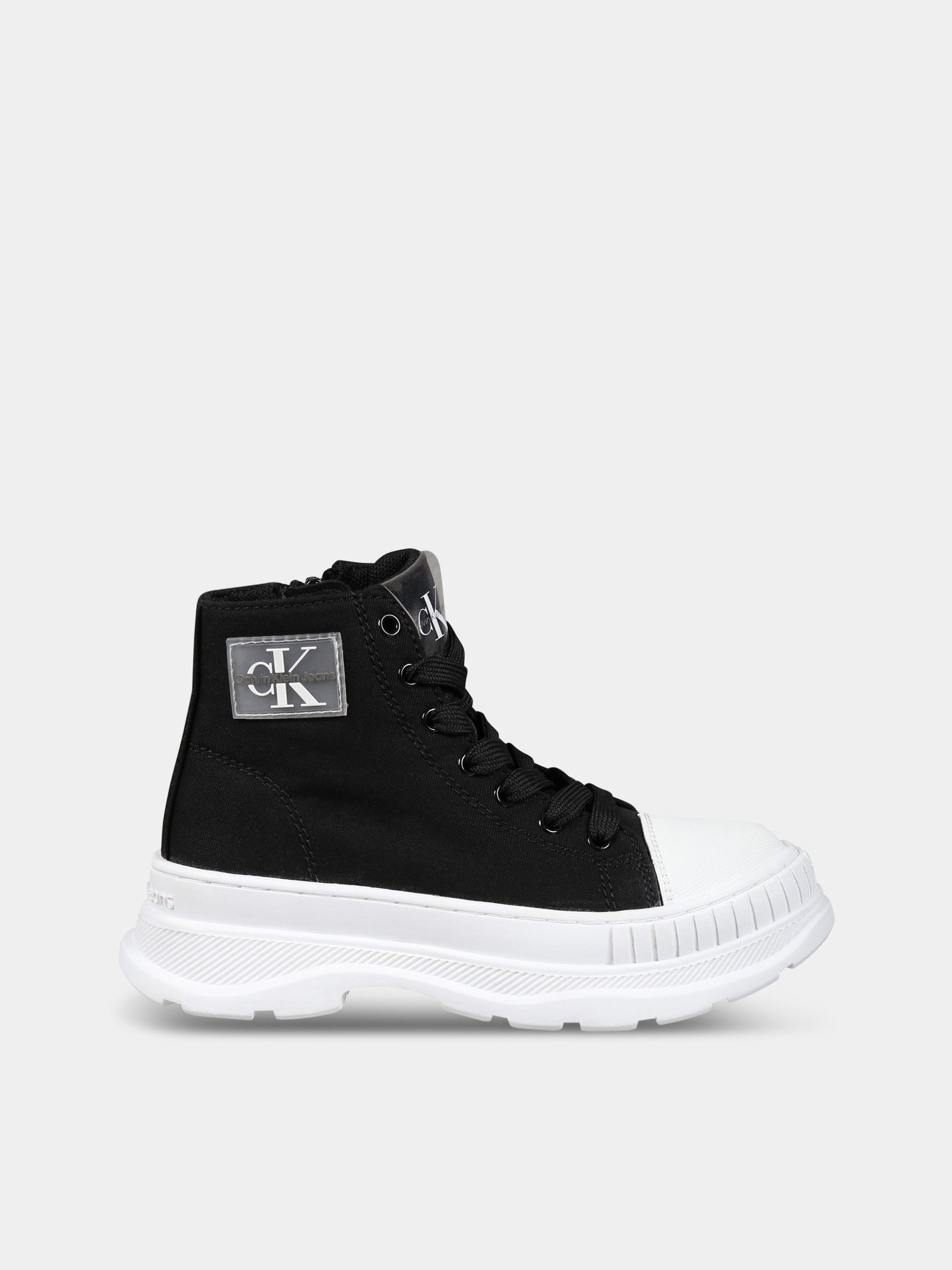 Sneakers nere per bambina con logo,Calvin Klein Kids,V3X5 80603 0890999