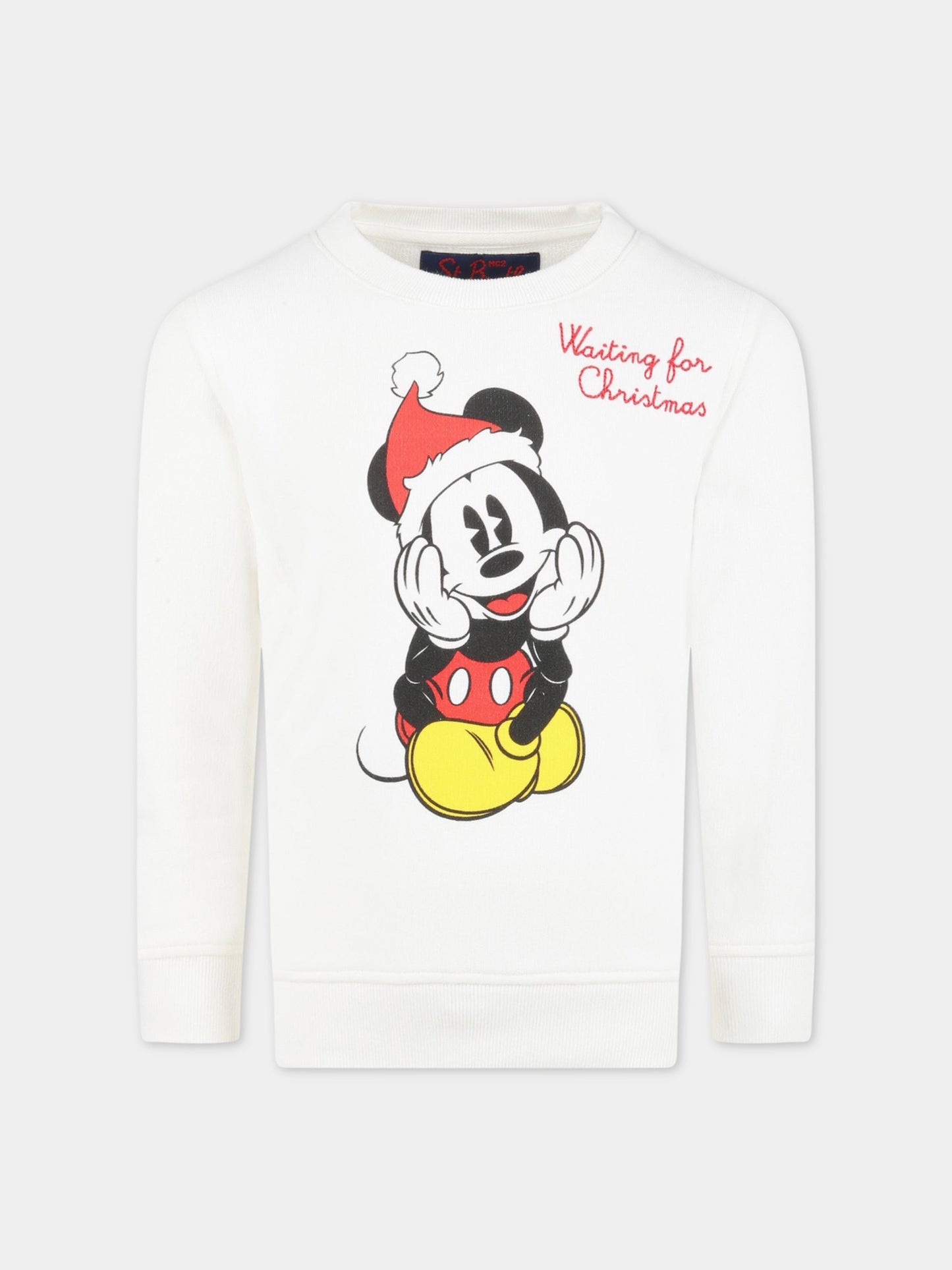 Felpa bianca per bambino con Topolino e logo,Mc2 Saint Barth,HUT0001 EMMW10