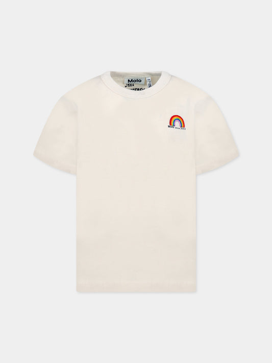 T-shirt bianca per bambini con logo,Molo,6W23A202 8755