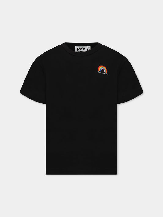 T-shirt nera per bambini con logo,Molo,6W23A202 0099