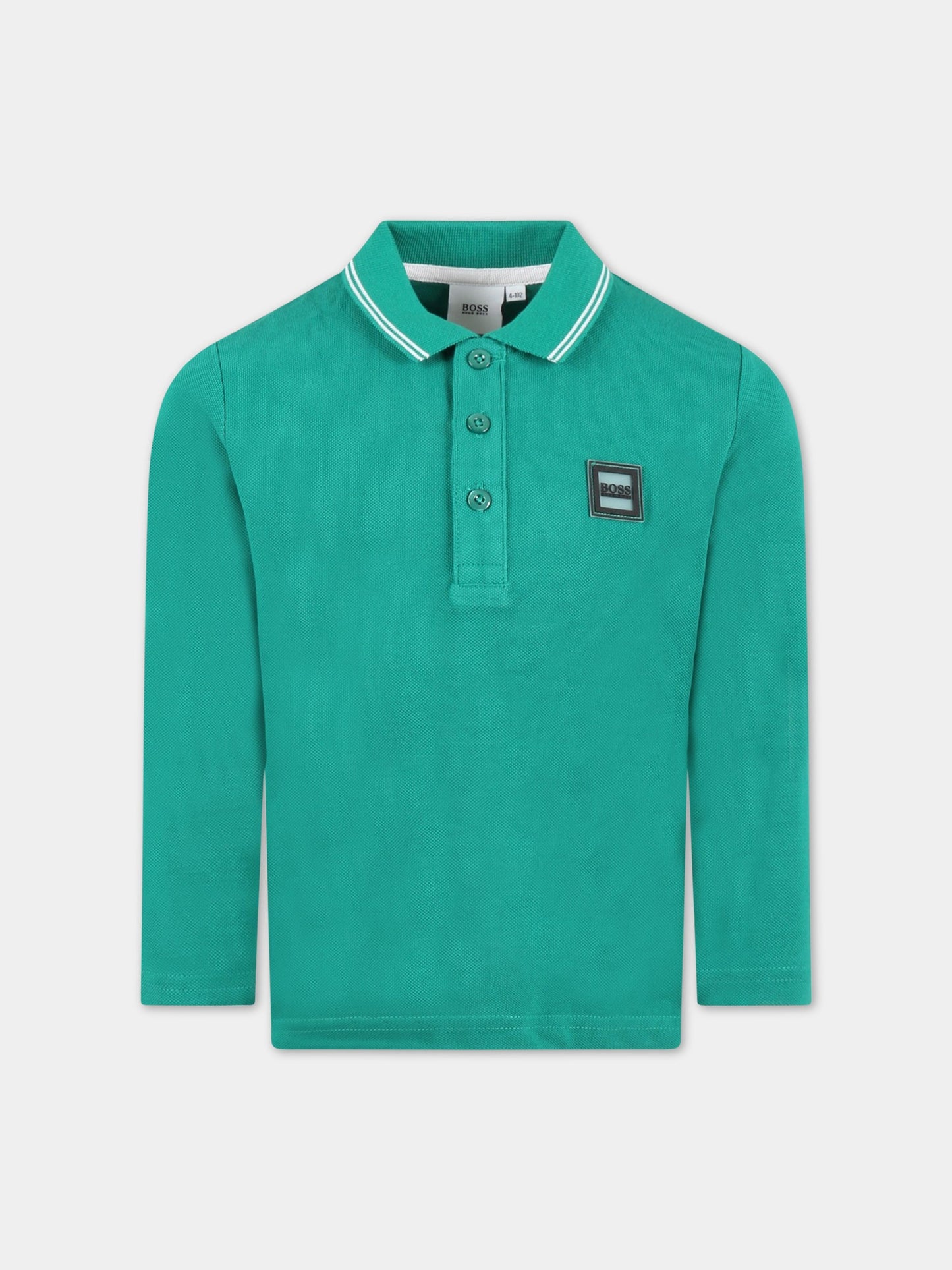Polo verde per bambino con logo,Hugo Boss,J25L79 712