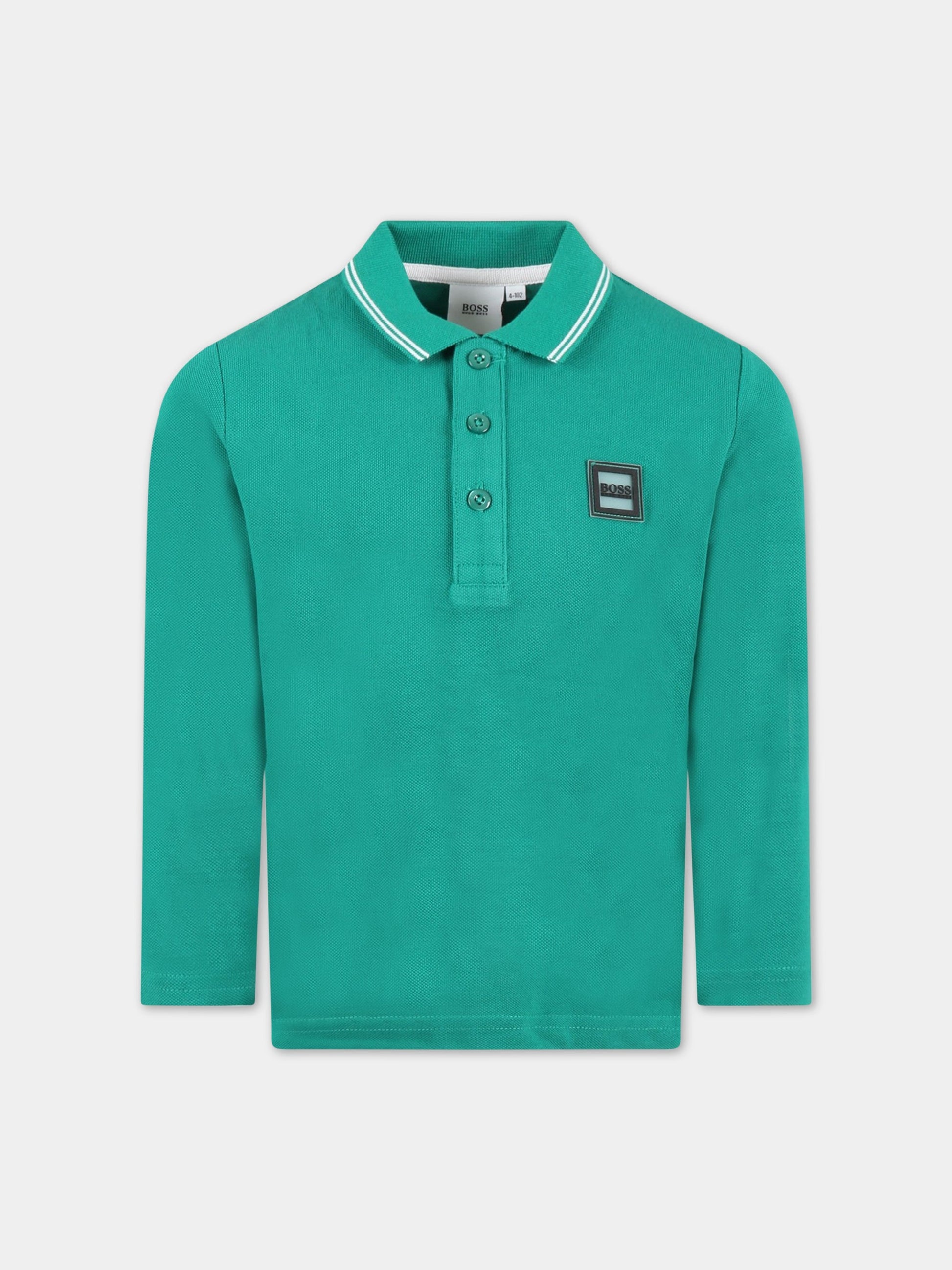 Polo verde per bambino con logo,Hugo Boss,J25L79 712