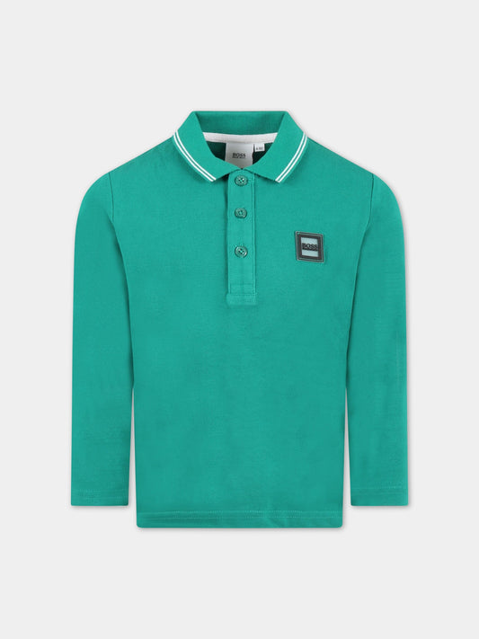 Polo verde per bambino con logo,Hugo Boss,J25L79 712