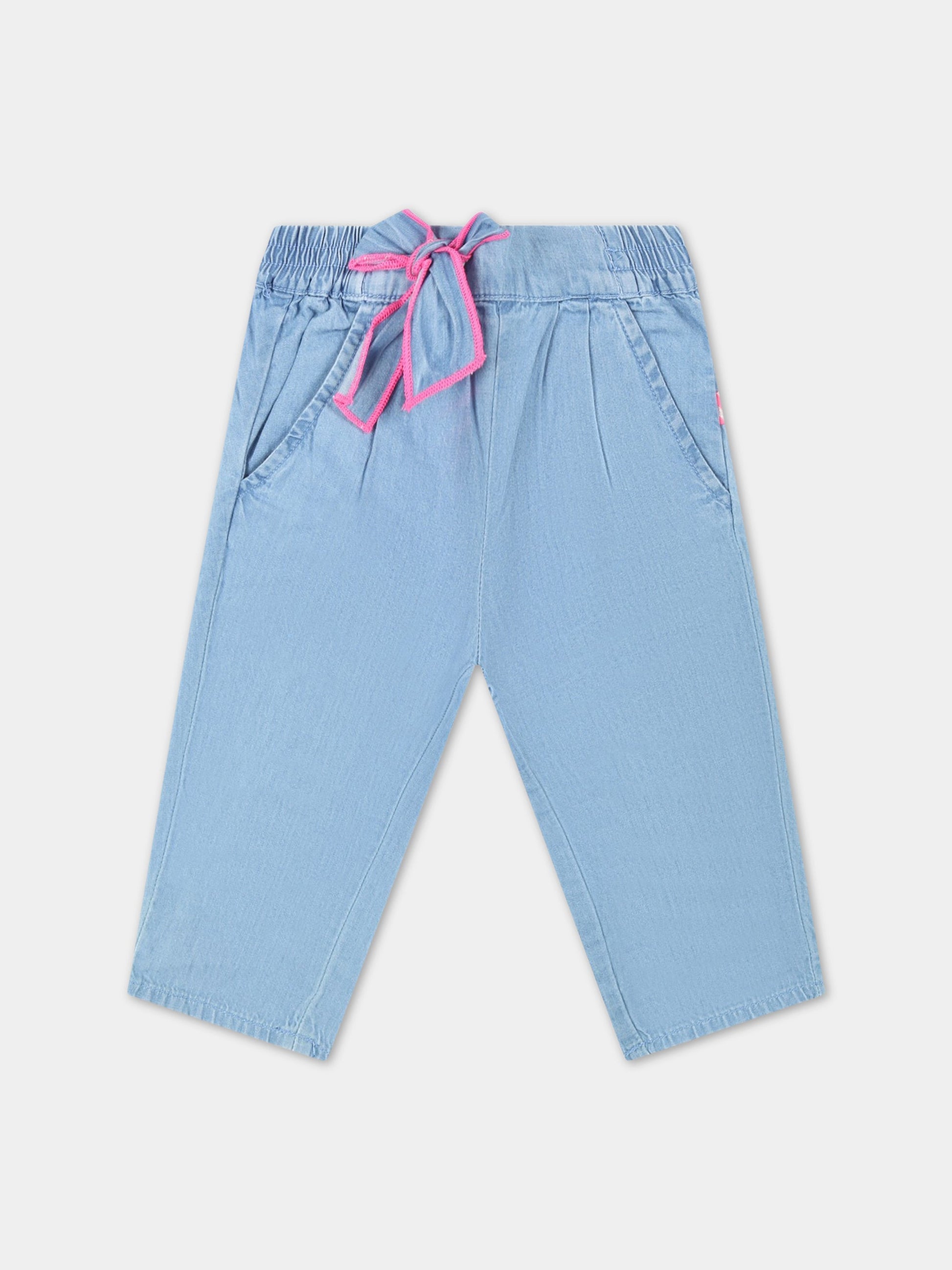 Jeans celesti per neonata con patch logato,Billieblush,U04256 Z10