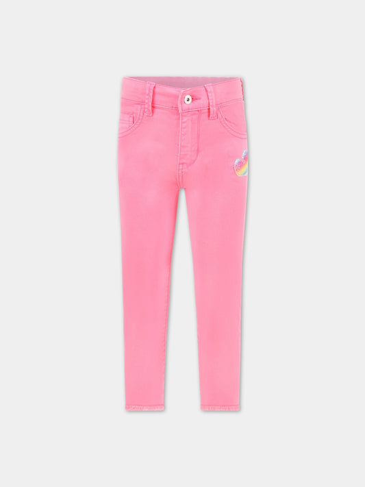 Jeans rosa per bambina con patch,Billieblush,U14482 47T