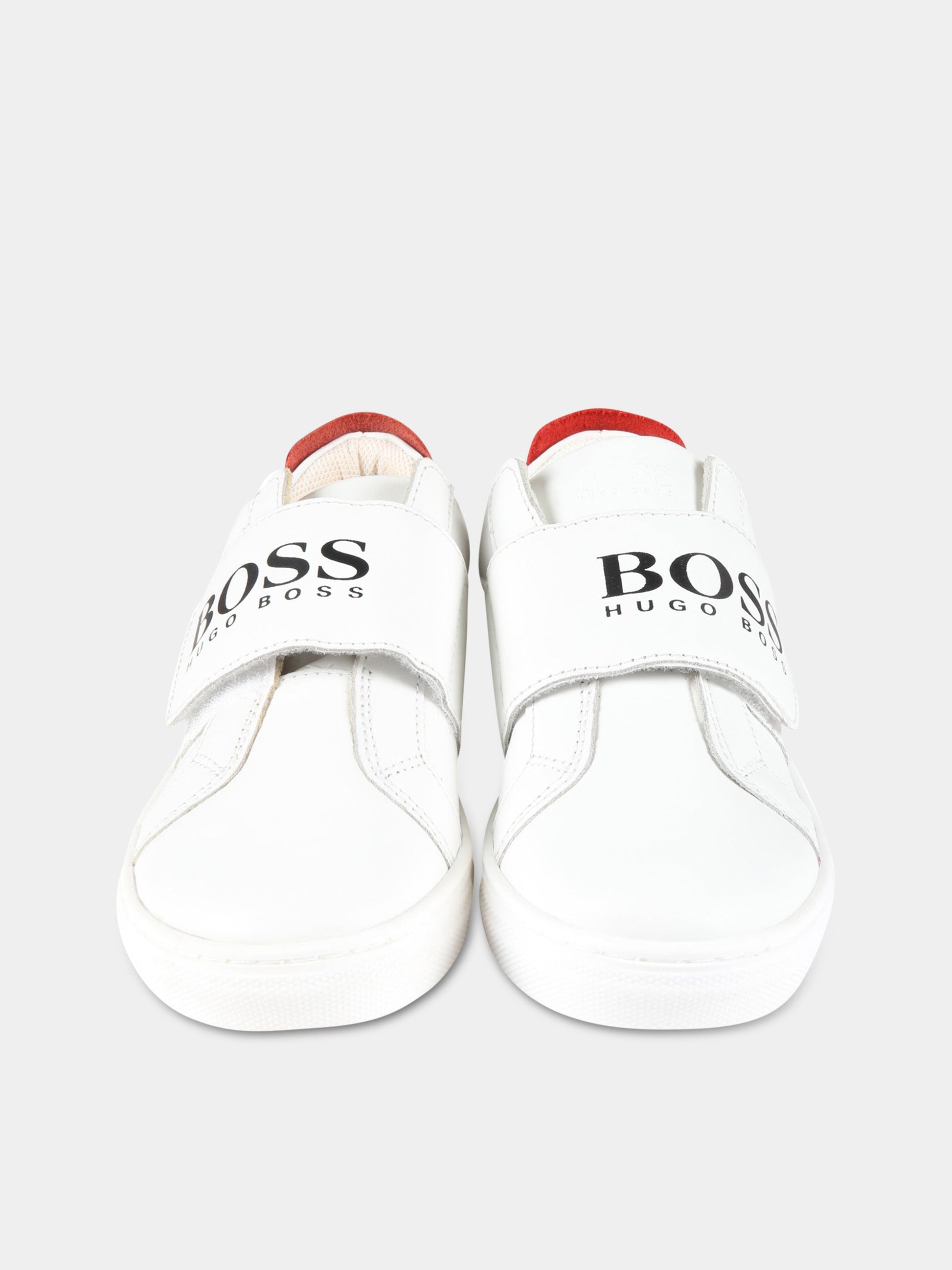 Sneakers bianche per bambino con logo nero,Hugo Boss,J09168 10B