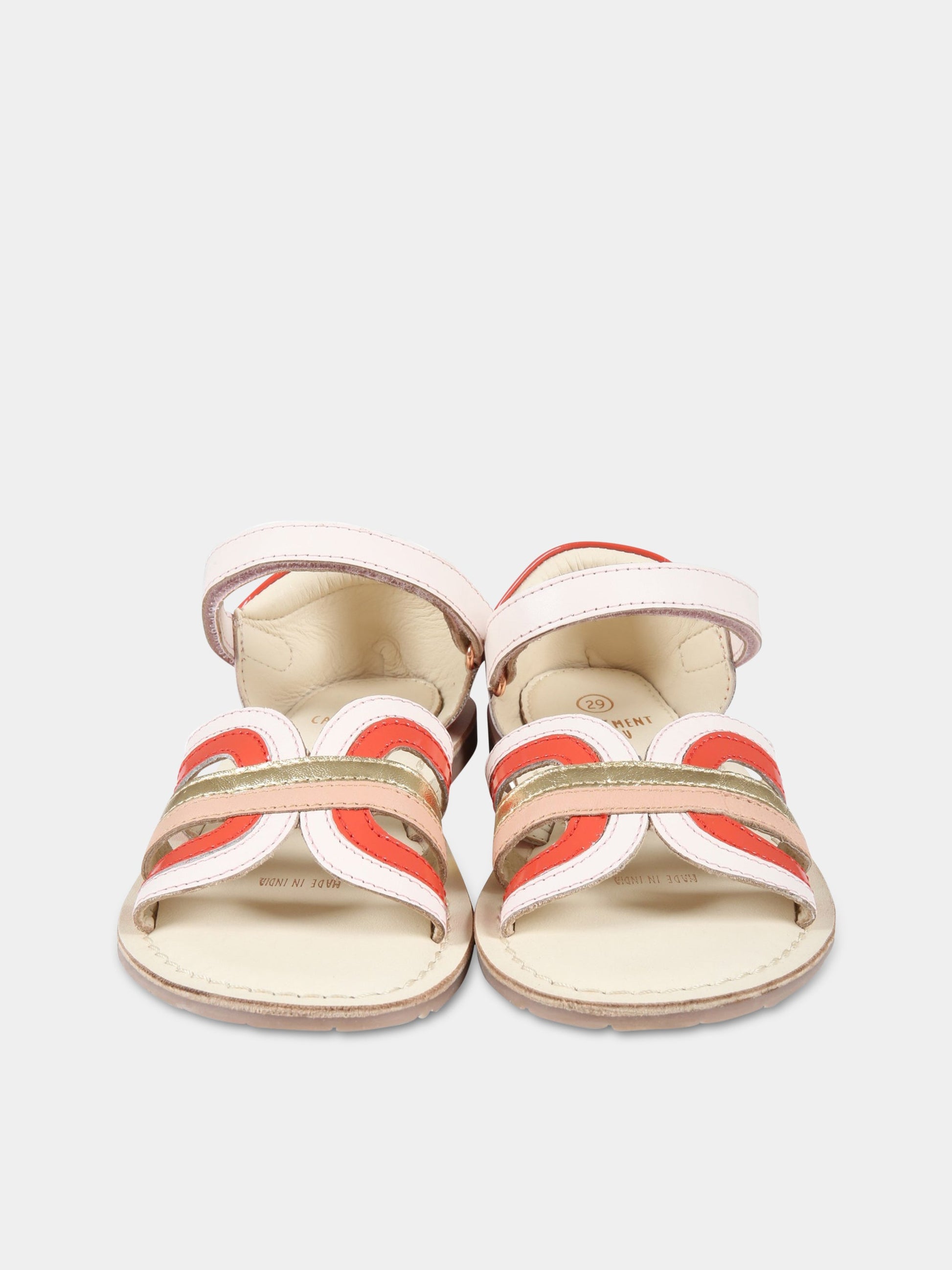 Sandali multicolor per bambina con dettaglio rosso,Carrement Beau,Y09035 Z41