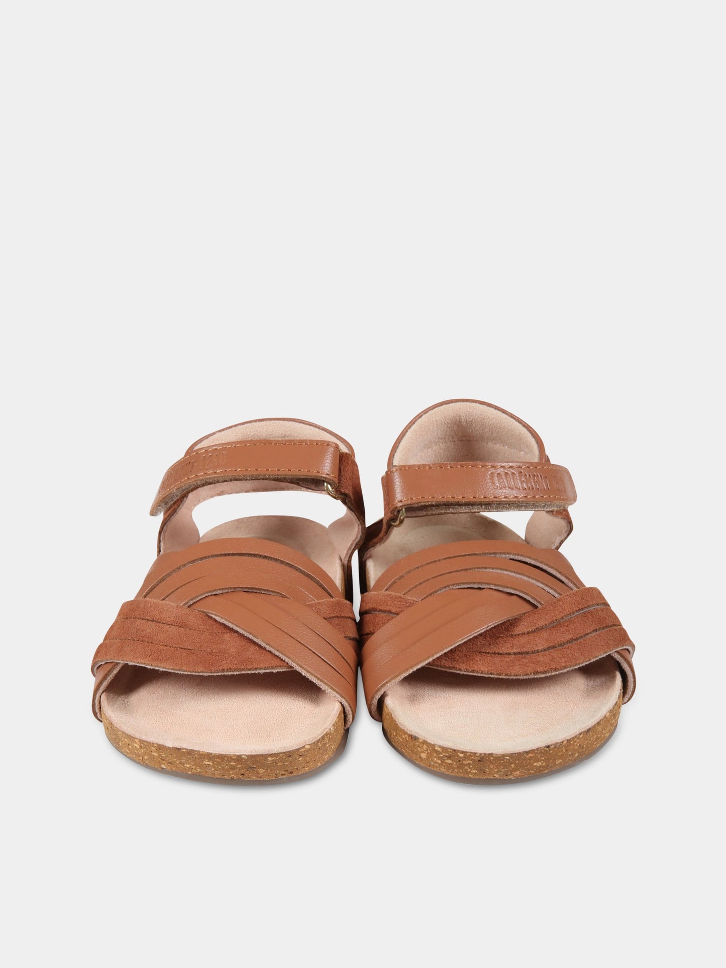 Sandali marroniper bambina con logo,Carrement Beau,Y09036 309