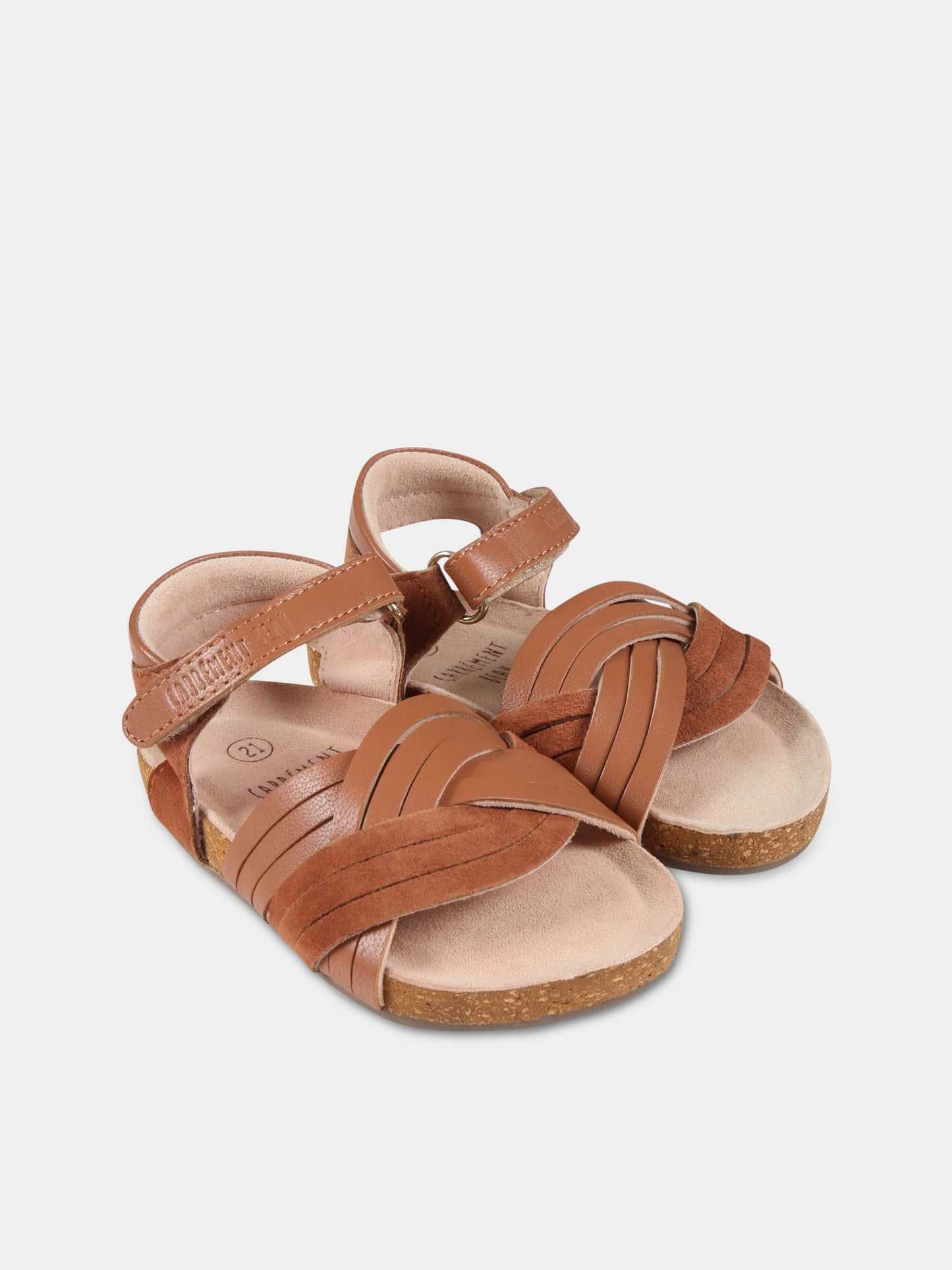 Sandali marroniper bambina con logo,Carrement Beau,Y09036 309