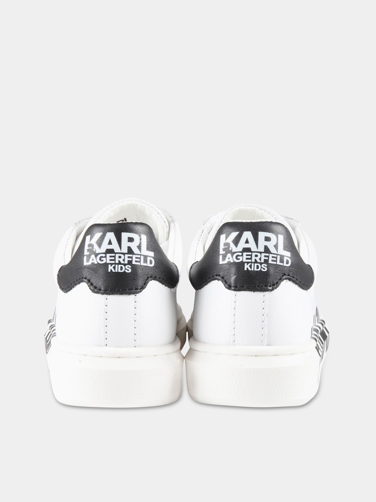 Sneakers bianche per bambini con logo nero,Karl Lagerfeld Kids,Z29043 10B