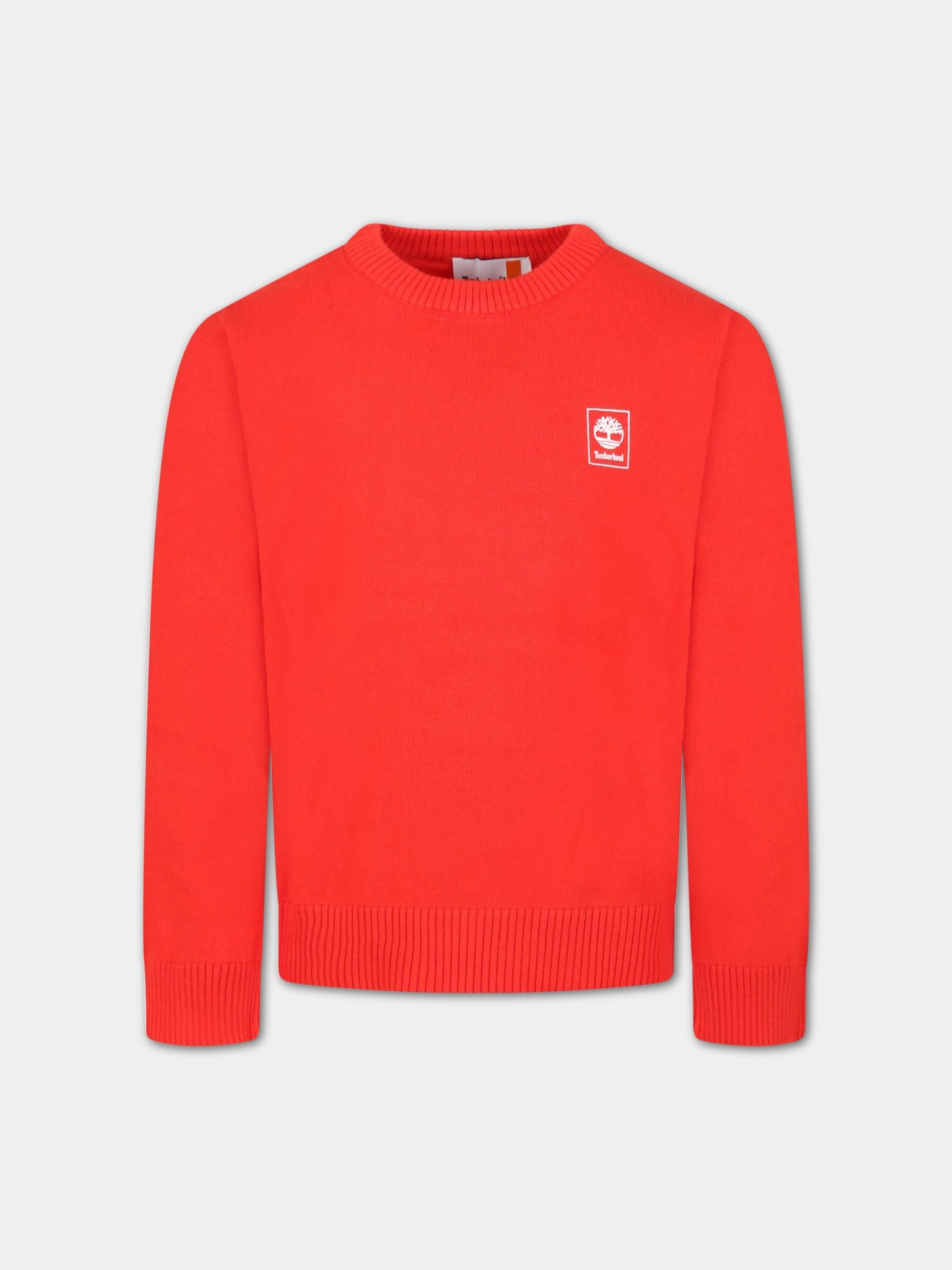 Maglione rosso per bambino con logo bianco,Timberland,T25T08 992