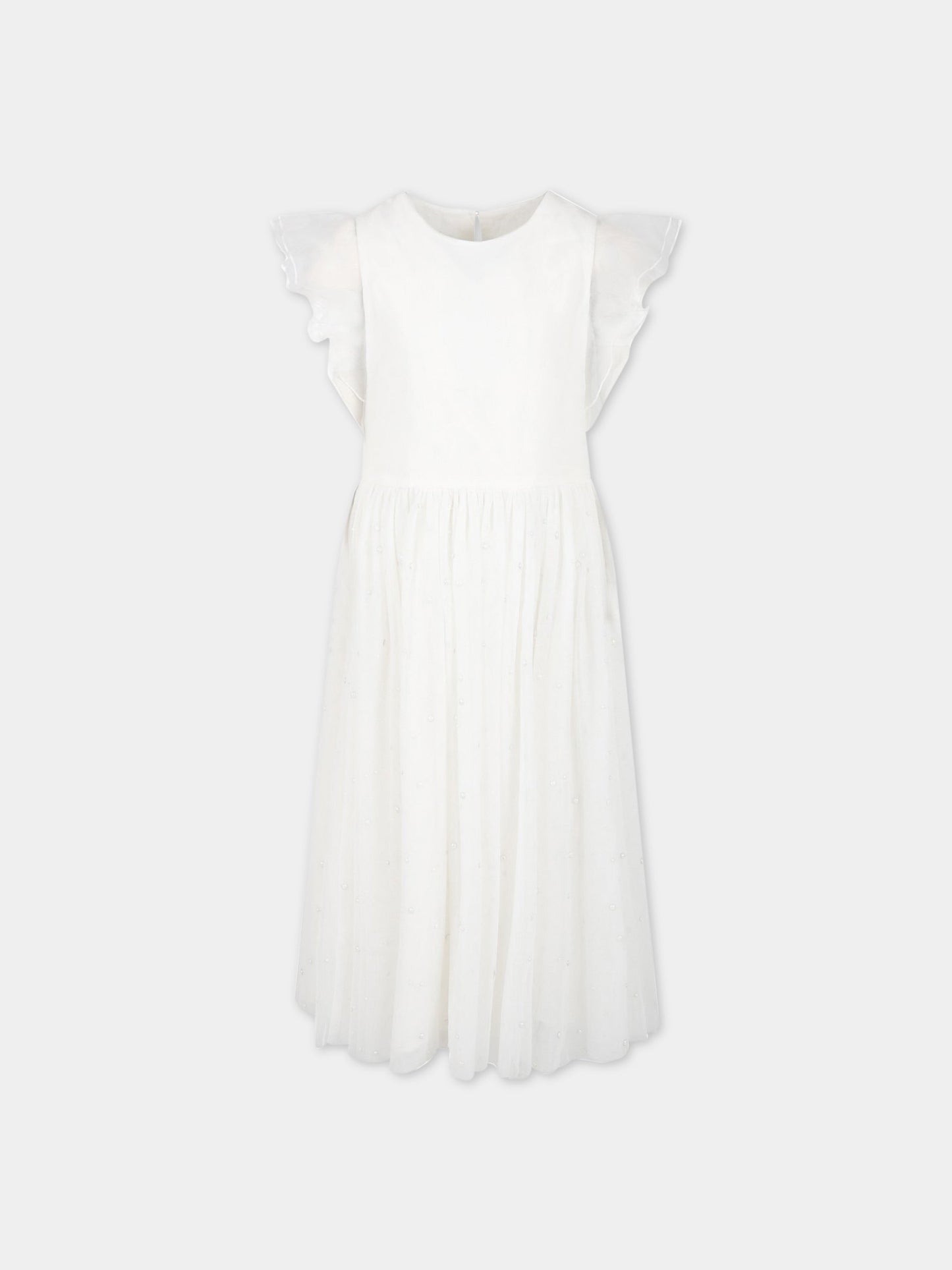 Vestito bianco per bambina con strass,Charabia,S12320 117