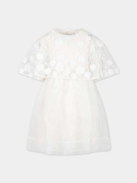 Vestito bianco per bambina con dettagli in pizzo,Charabia,S12321 117