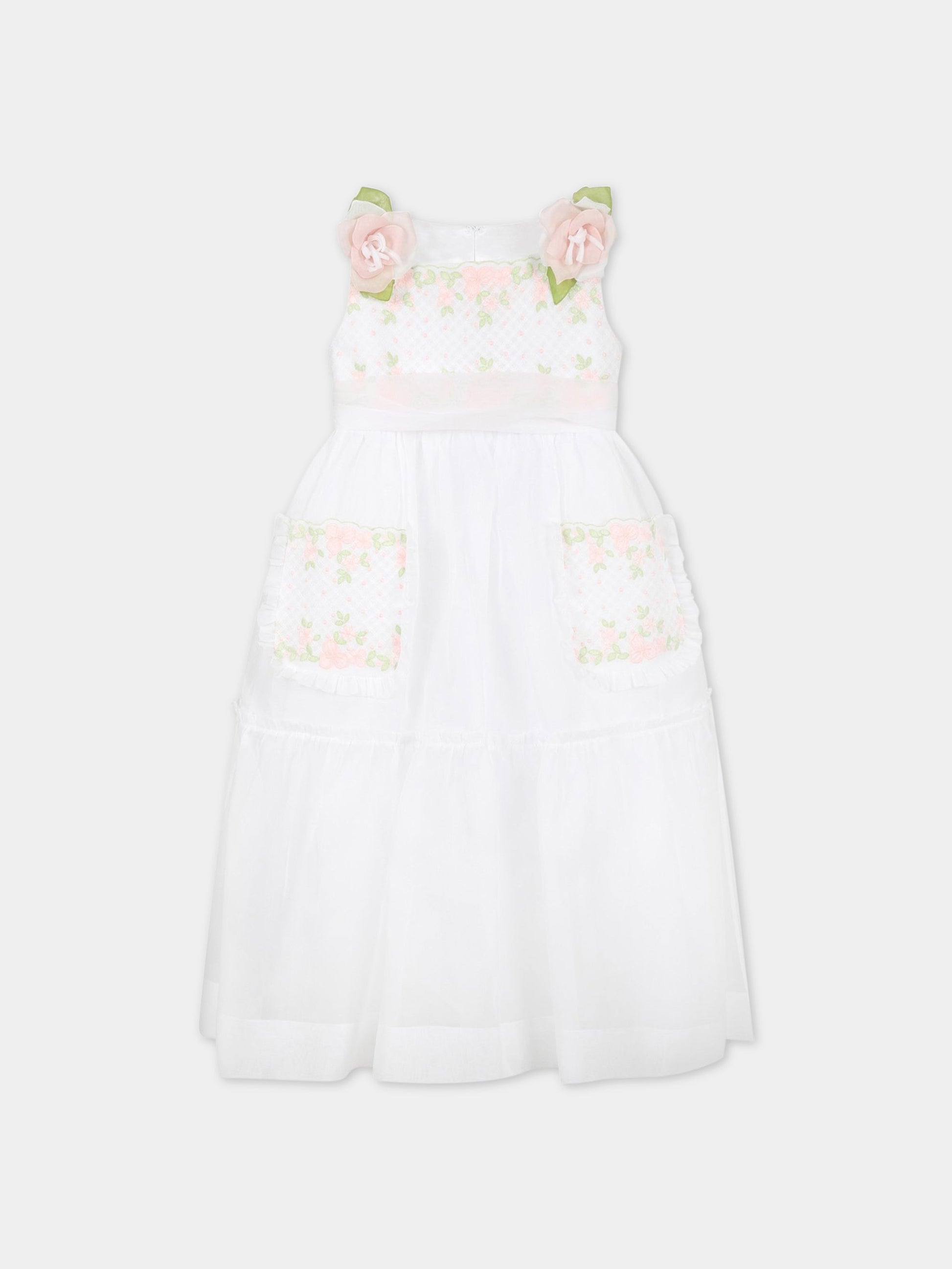 Vestito bianco per bambina con rose,Raffaella,ABISTIIMPGALRO1