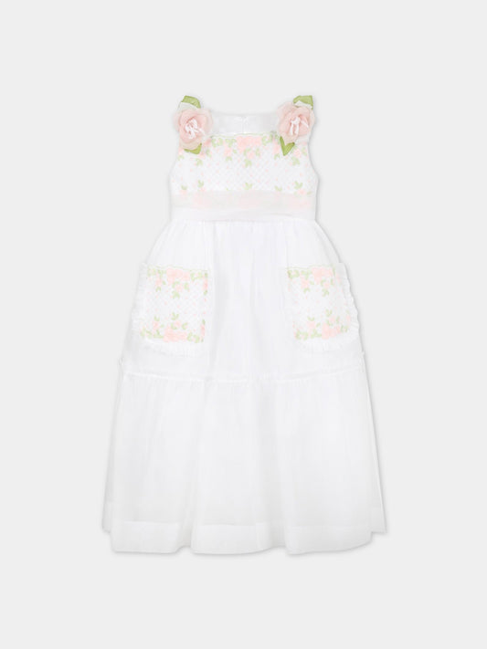 Vestito bianco per bambina con rose,Raffaella,ABISTIIMPGALRO1