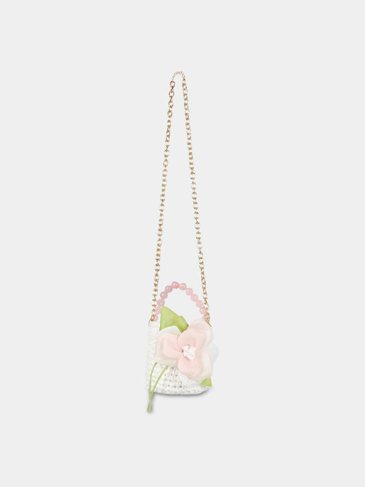Borsa bianca per bambina con rosa,Raffaella,CESCHIGALRO