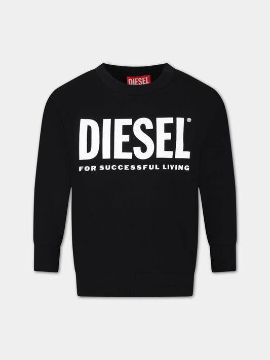 Felpa nera per bambino con logo,Diesel,J00245 0IAJH K900