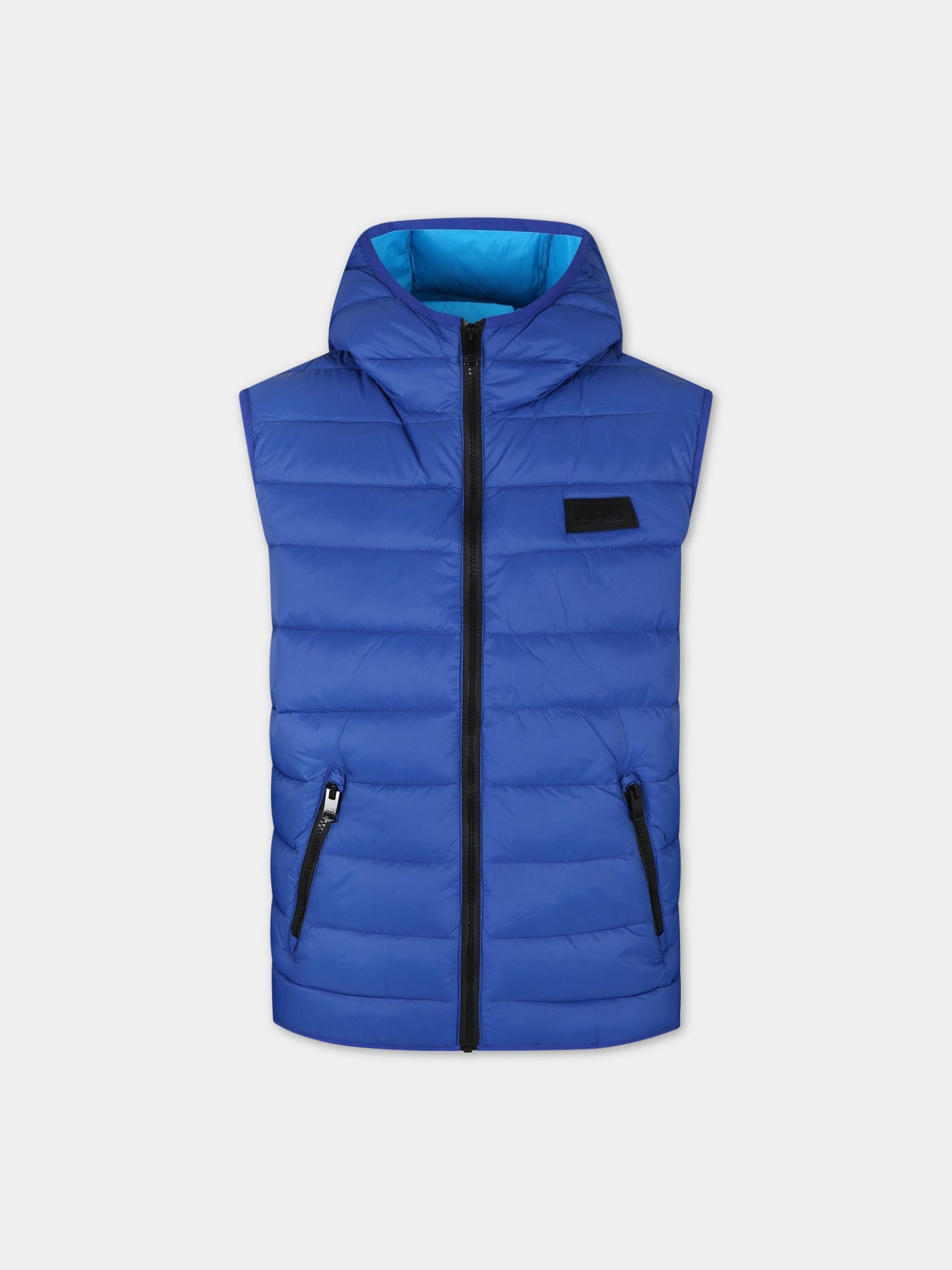 Gilet blu per bambino con logo,Diesel,J00824 KXBDY K89G