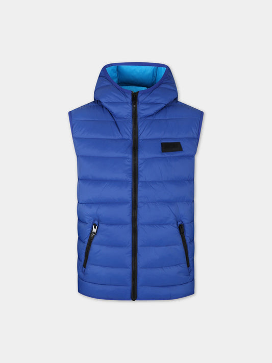 Gilet blu per bambino con logo,Diesel,J00824 KXBDY K89G