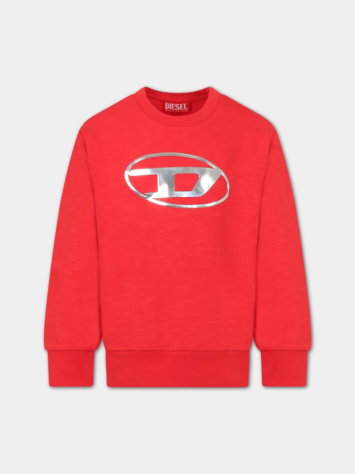 Felpa rossa per bambino con logo,Diesel,J00840 0NBAY K438