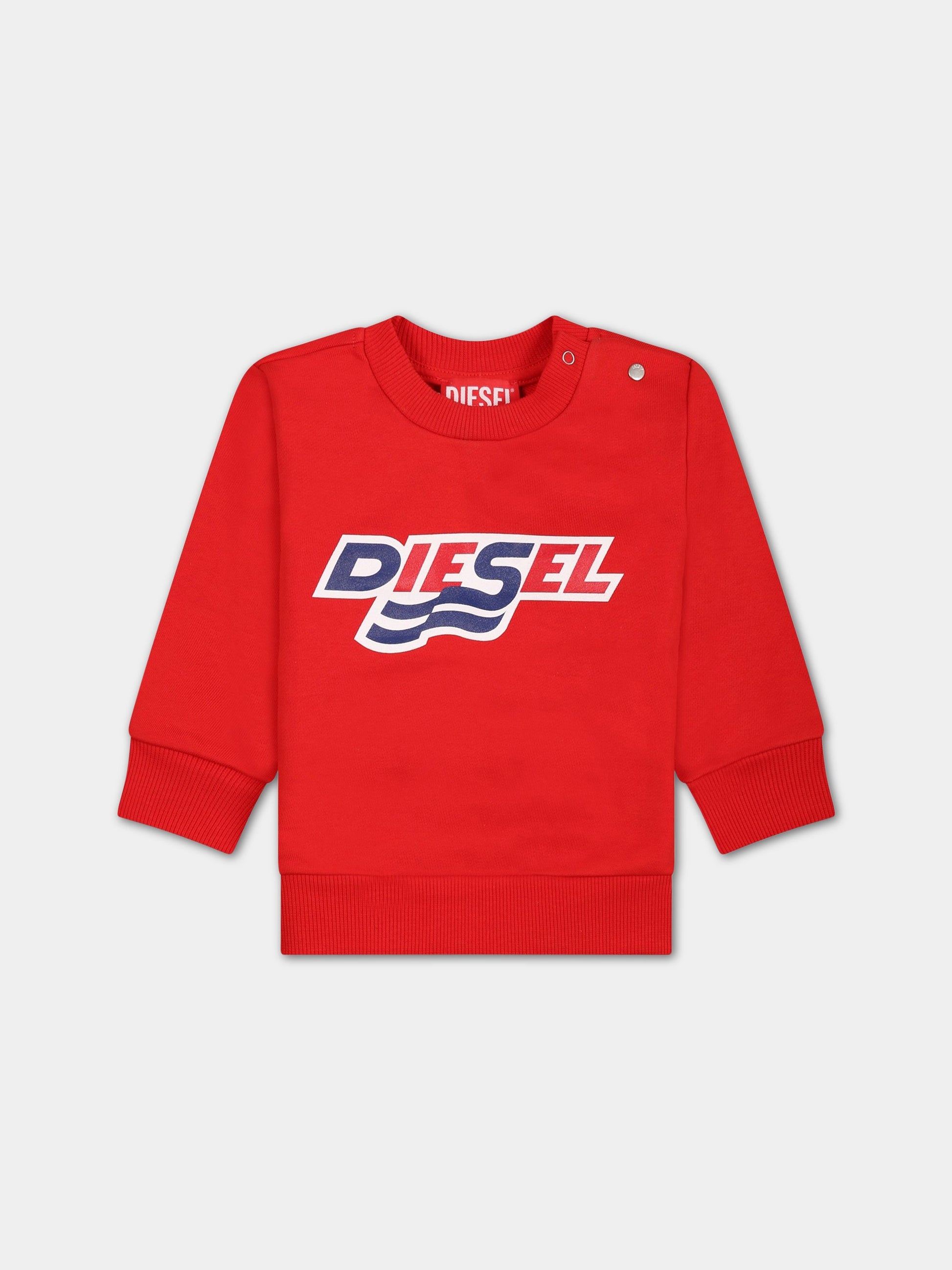 Felpa rossa per neonato con logo,Diesel,K00266 0IAJH K438