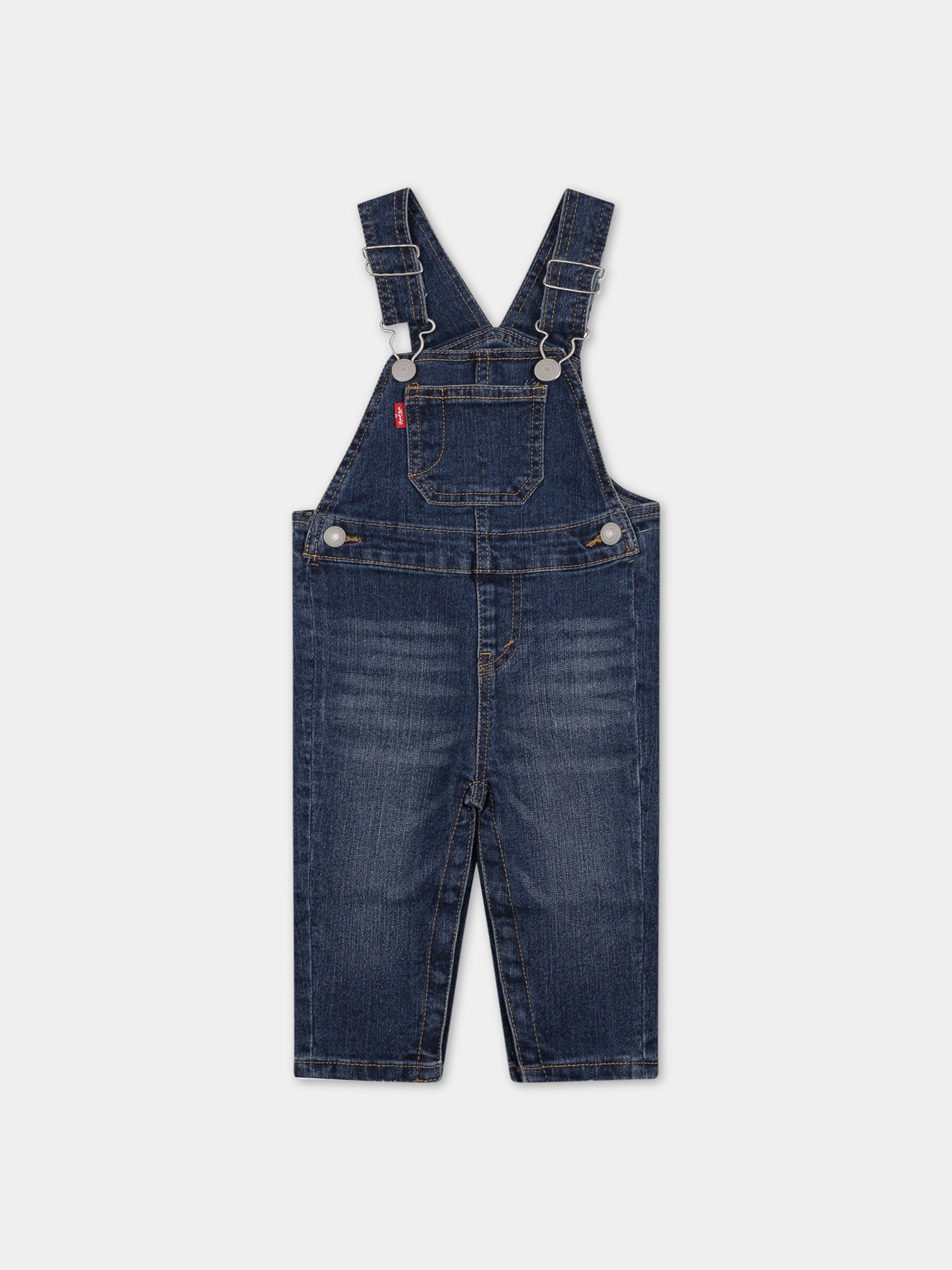 Salopette blu per neonato con logo,Levi's Kids,6ED533 D0P