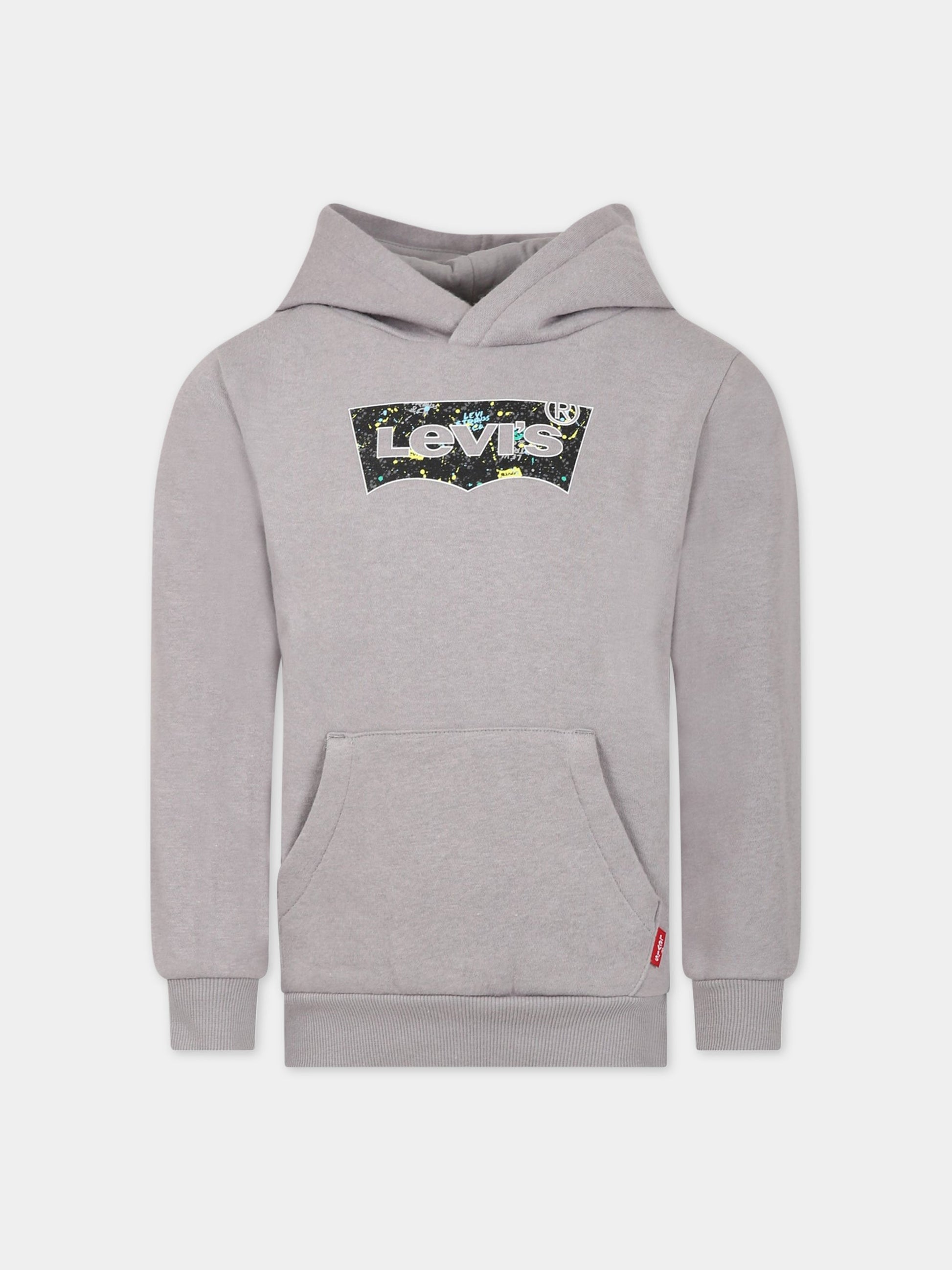 Felpa grigia per bambini con logo,Levi's Kids,8EG352 K4K