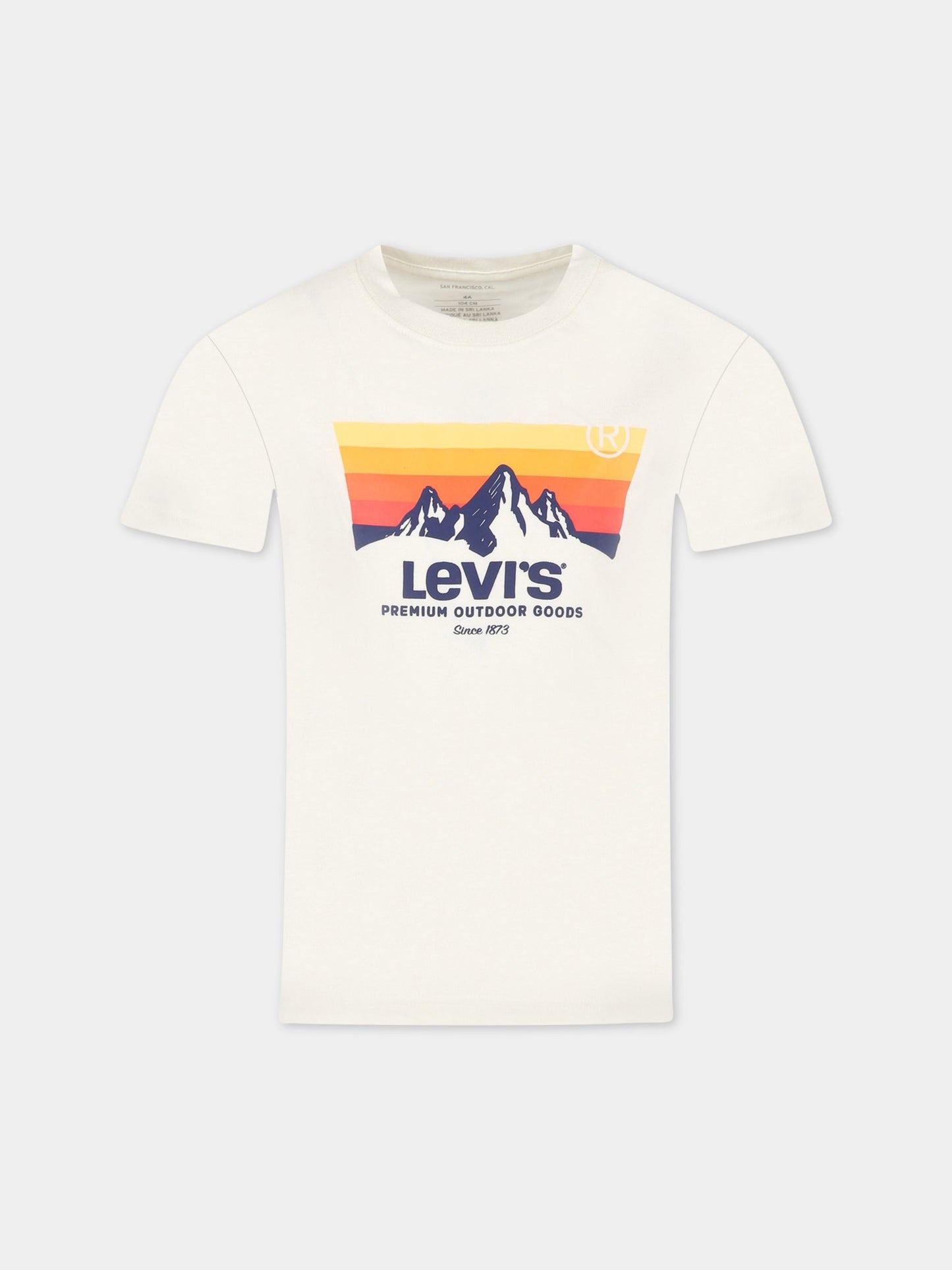T-shirt avorio per bambino con stampa e logo,Levi's Kids,9EG555 W1O