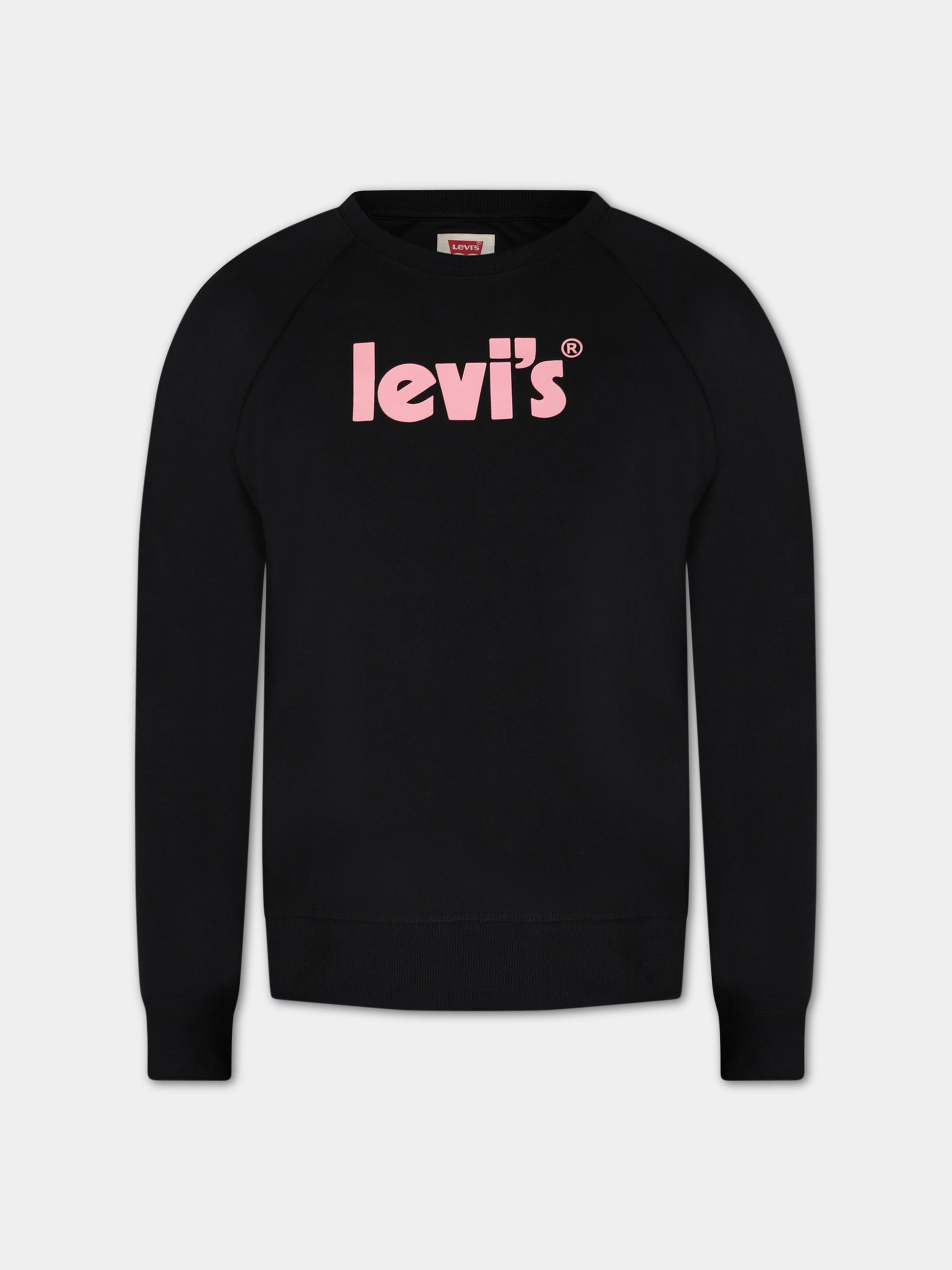 Felpa nera per bambina con logo,Levi's Kids,4EF955 023