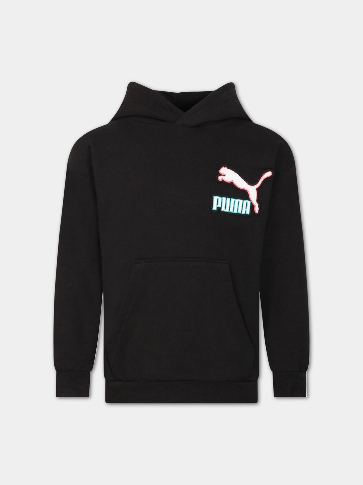 Felpa nera per bambino con logo,Puma,670123 01