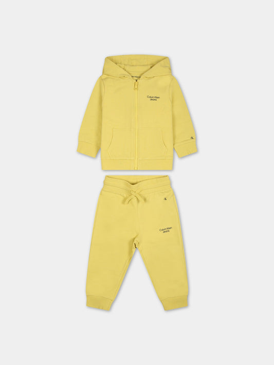 Completo sportivo giallo per neonato con logo,Calvin Klein Kids,IN0IN00019 ZH5