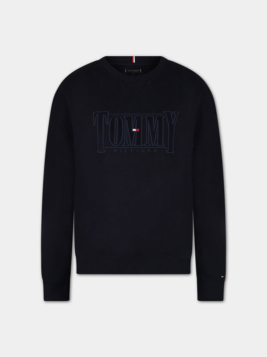 Felpa blu per bambino con logo,Tommy  Hilfiger Junior,KB0KB07776T DW5