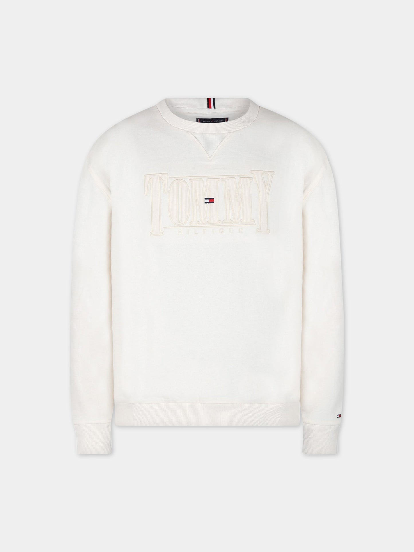 Felpa avorio per bambino con logo,Tommy  Hilfiger Junior,KB0KB07776T Z00