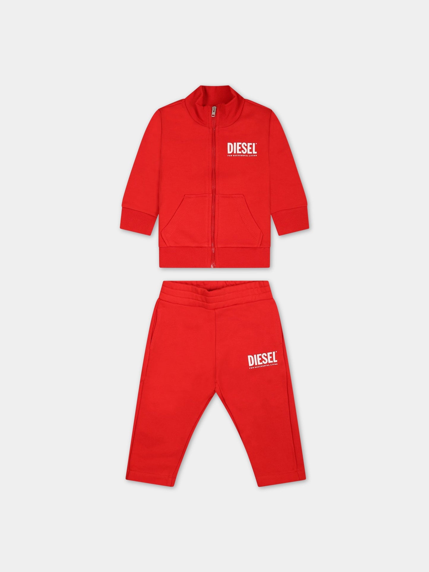 Completo rosso per neonato con logo,Diesel,K00193 0IAJH K405