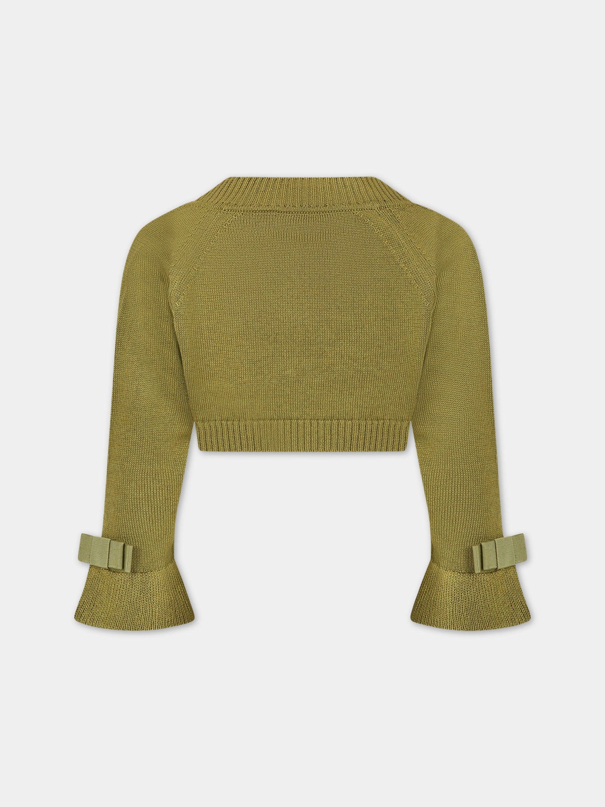 Coprispalla verde per bambina con fiocco,Raffaella,COC/VOL VERDE