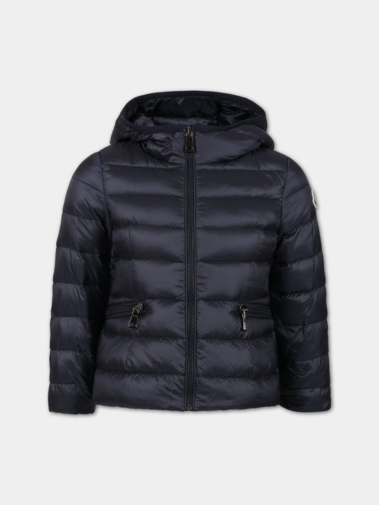 Piumino  Liset  blu per bambina con patch logato,Moncler Kids,954 1A00102 53048 778