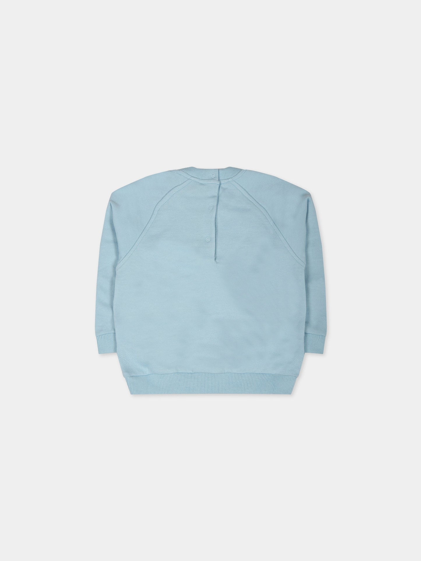 Felpa celeste per neonati con Teddy Bear, nuvole e logo,Moschino Kids,MUF04F LCA42 40304