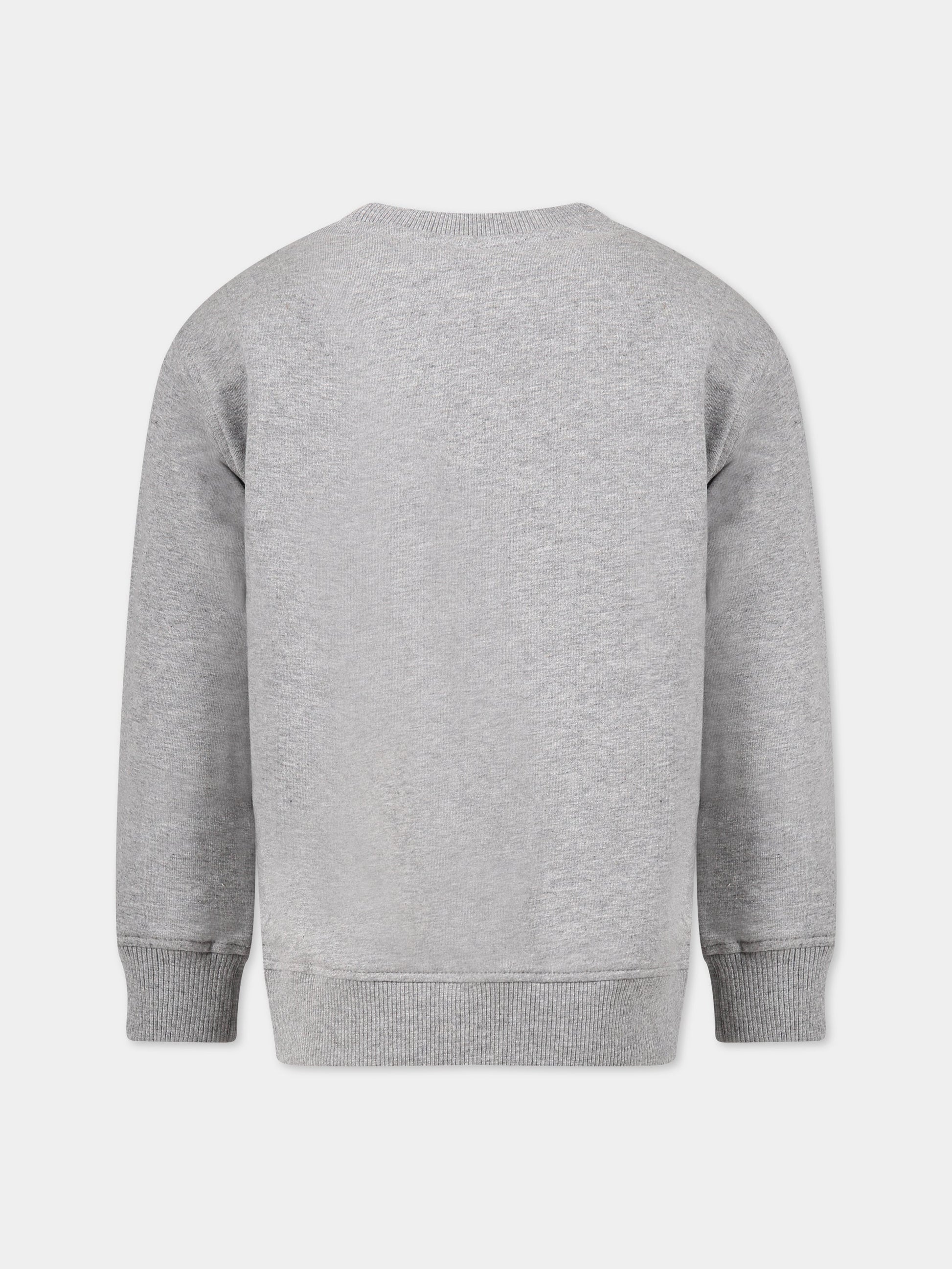 Felpa grigia per bambini con stampa e logo,Moschino Kids,HUF06S LDA17 60901