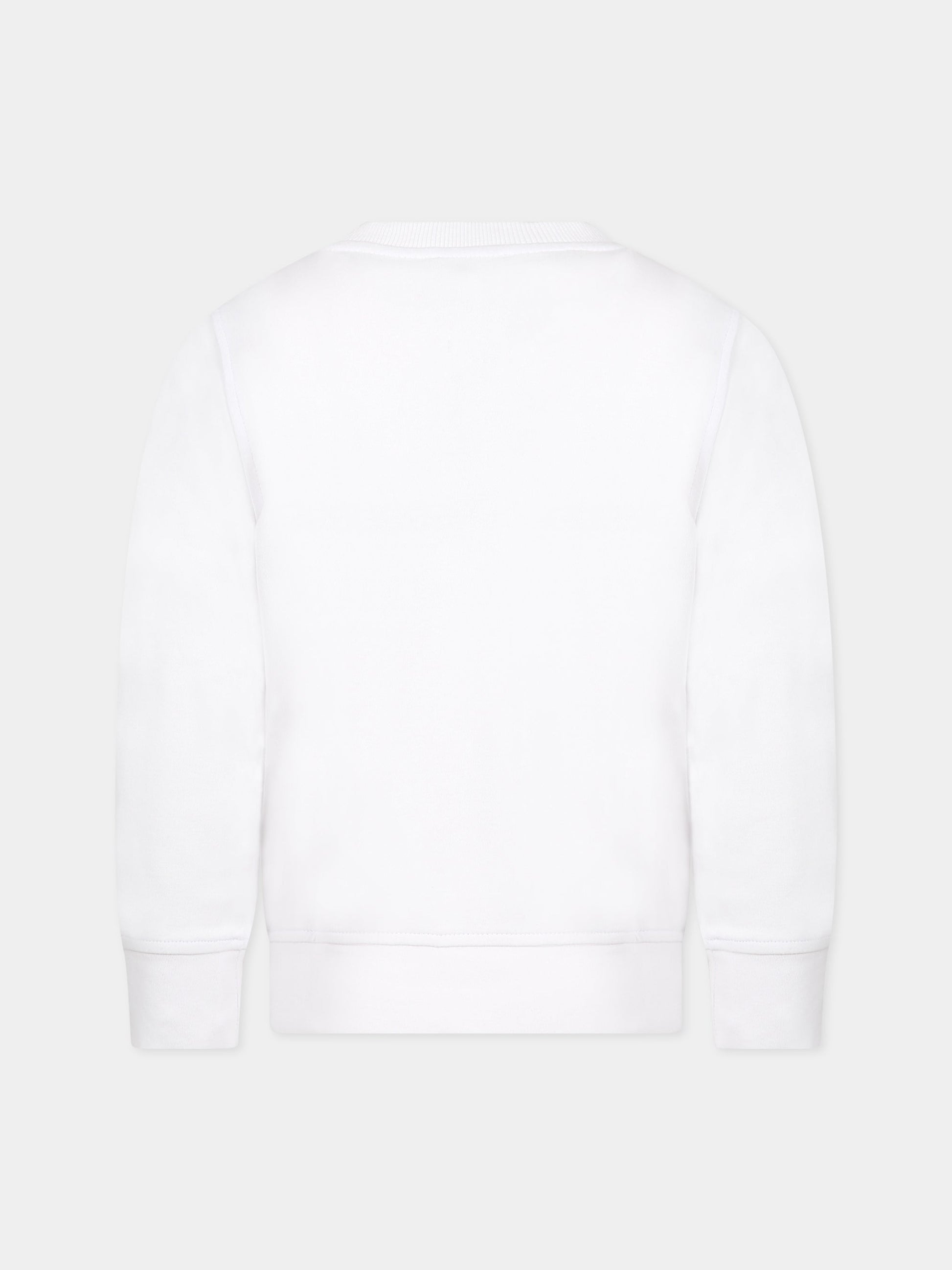 Felpa bianca per bambini con Teddy bear multicolor e logo,Moschino Kids,HUF066 LDA38 10101