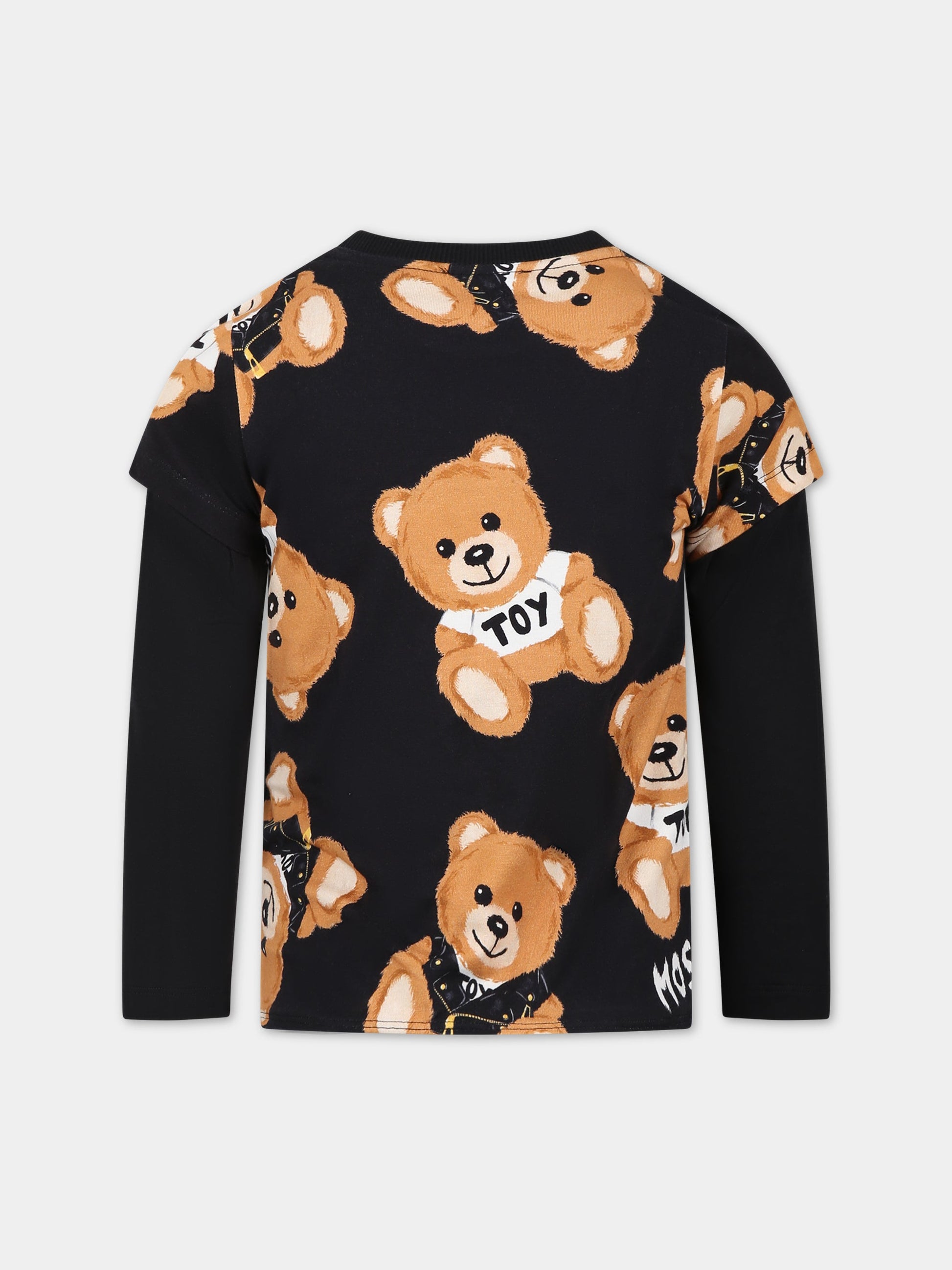 Set nero per bambini con Teddy Bear e logo,Moschino Kids,HOK024 LBBA5 82581