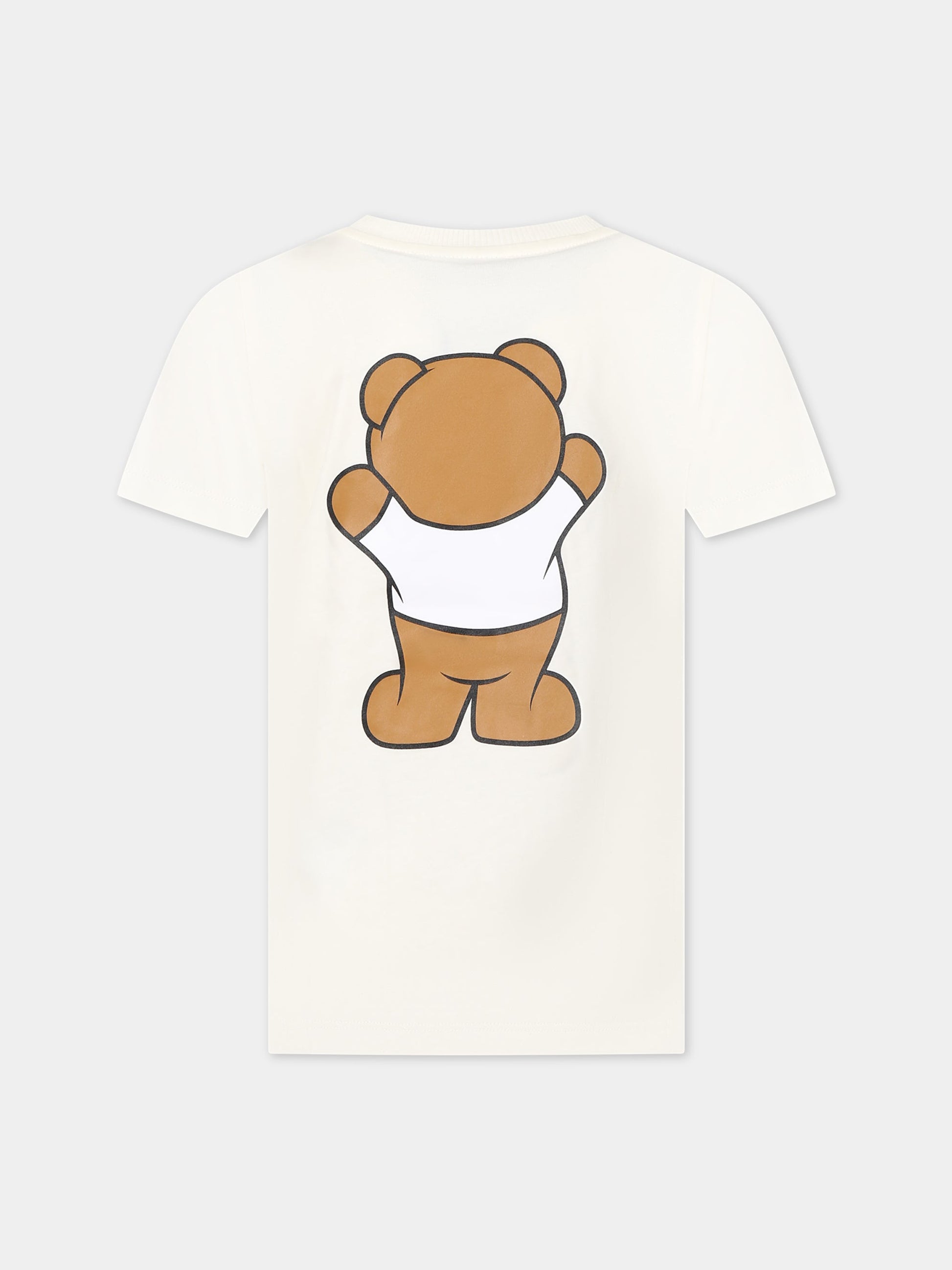 T-shirt bianca per bambini con Teddy Bear e logo,Moschino Kids,HUM03U LAA01 10063