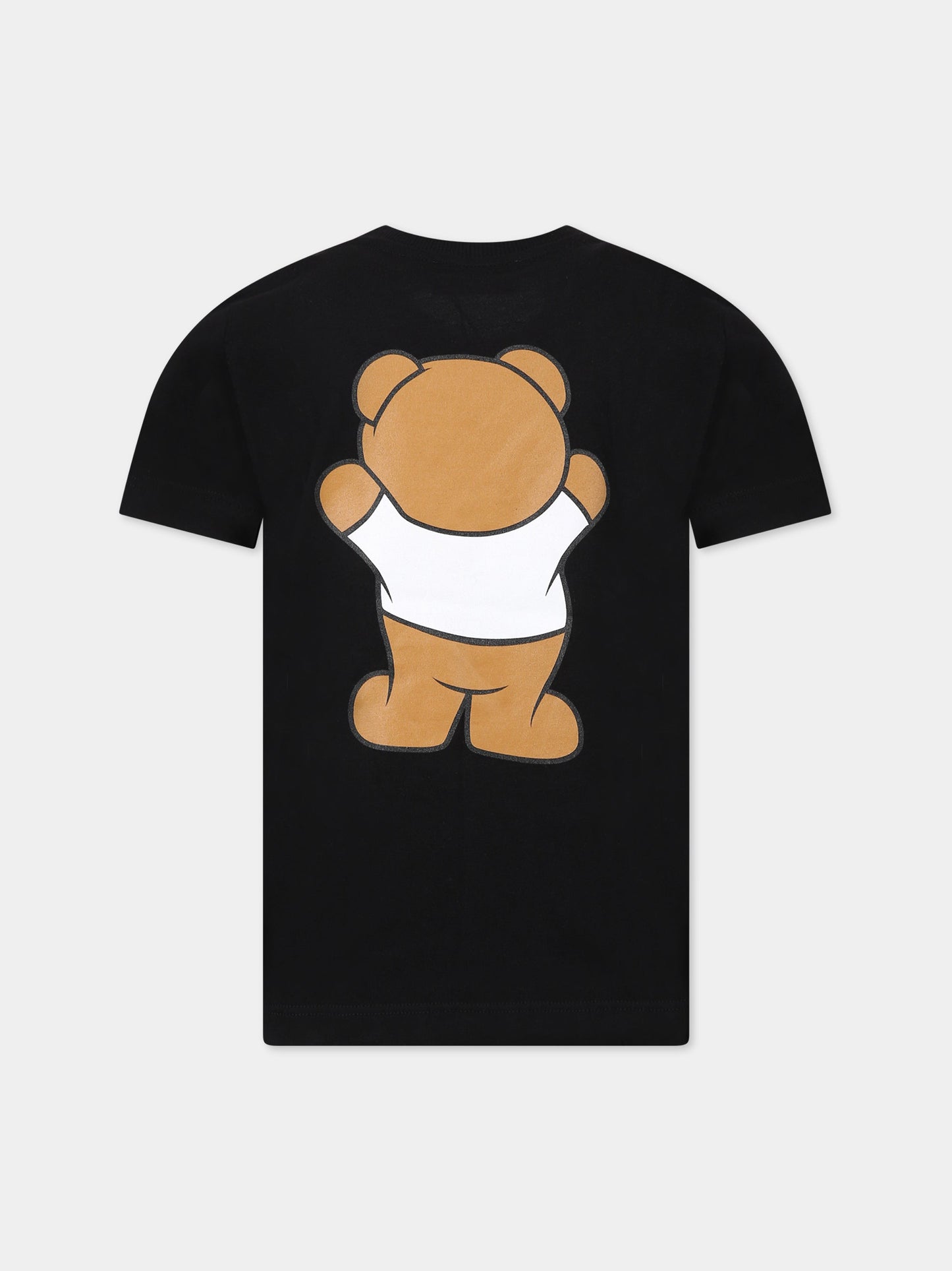 T-shirt nera per bambini con Teddy Bear e logo,Moschino Kids,HUM03U LAA01 60100